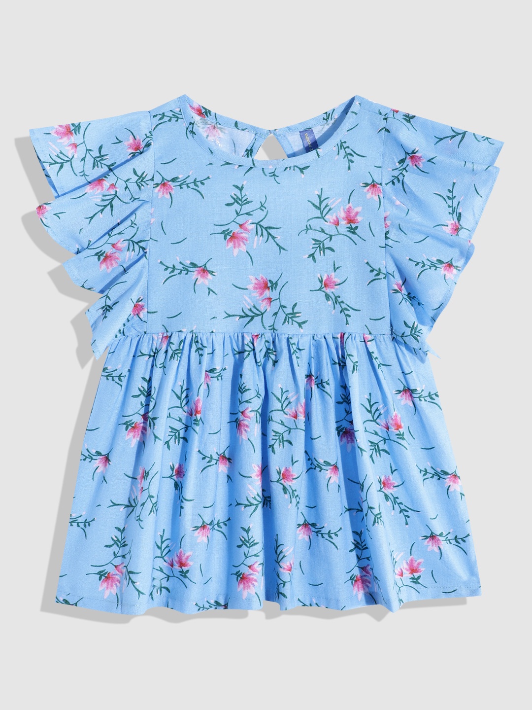 

YK Infant Girls Floral Print Pure Cotton Dress, Blue