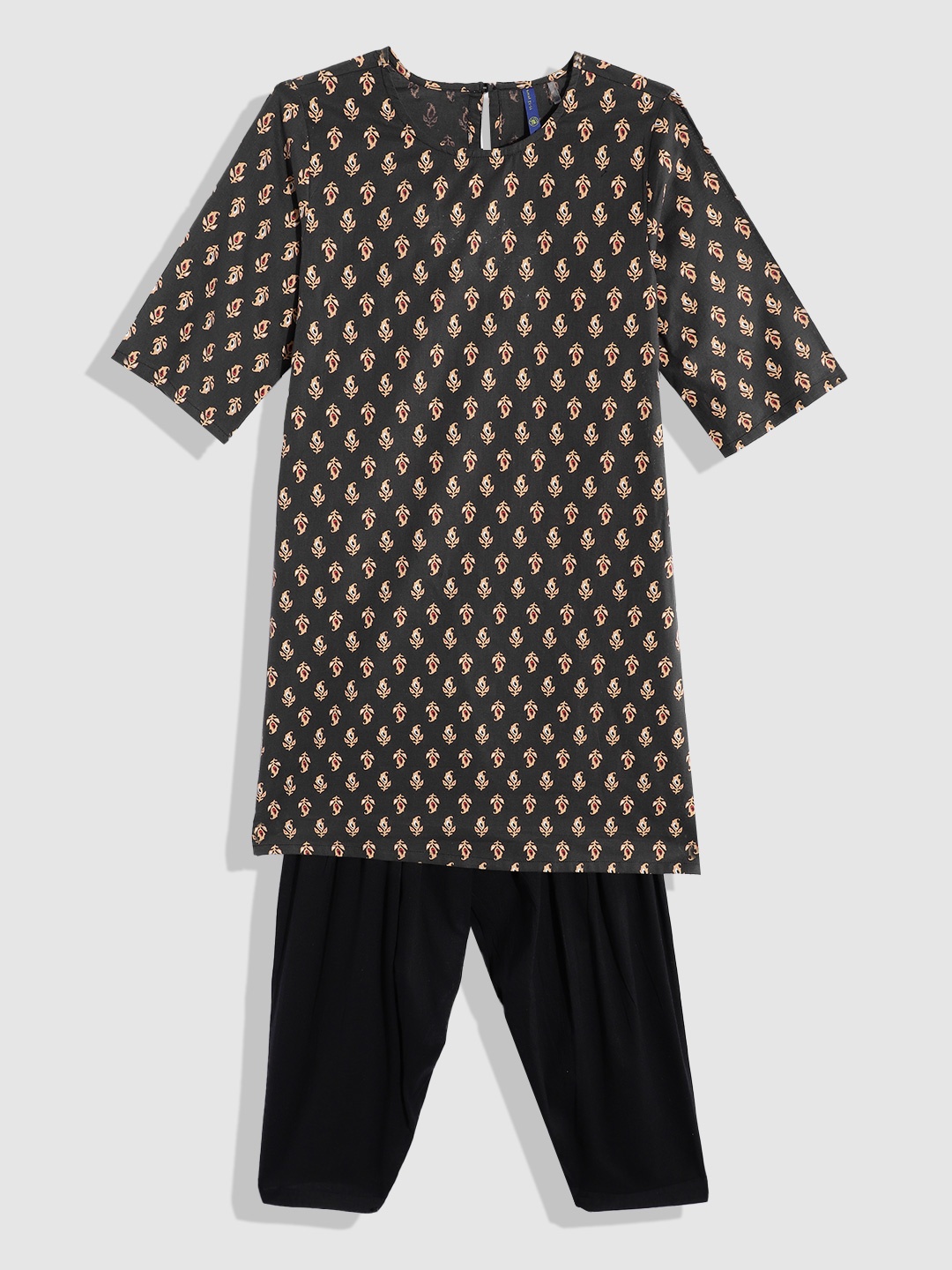 

YK Girls Ethnic Motifs Printed Pure Cotton Kurta with Salwar, Black