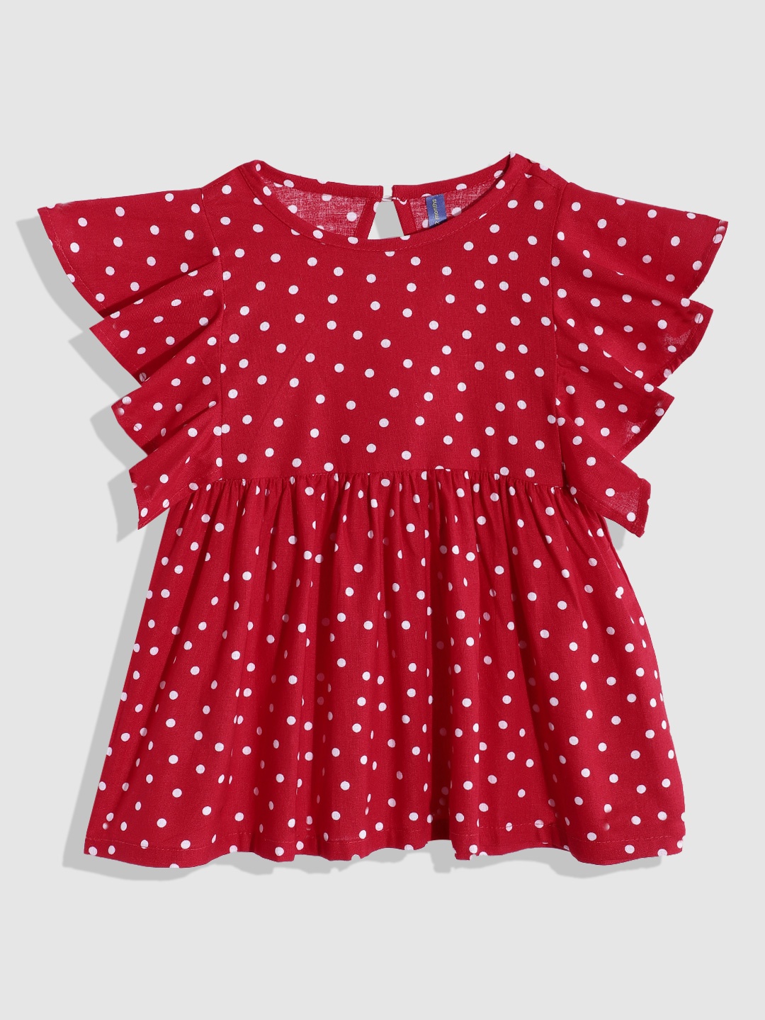 

YK Infant Girls Polka Dot Print Pure Cotton Dress, Red