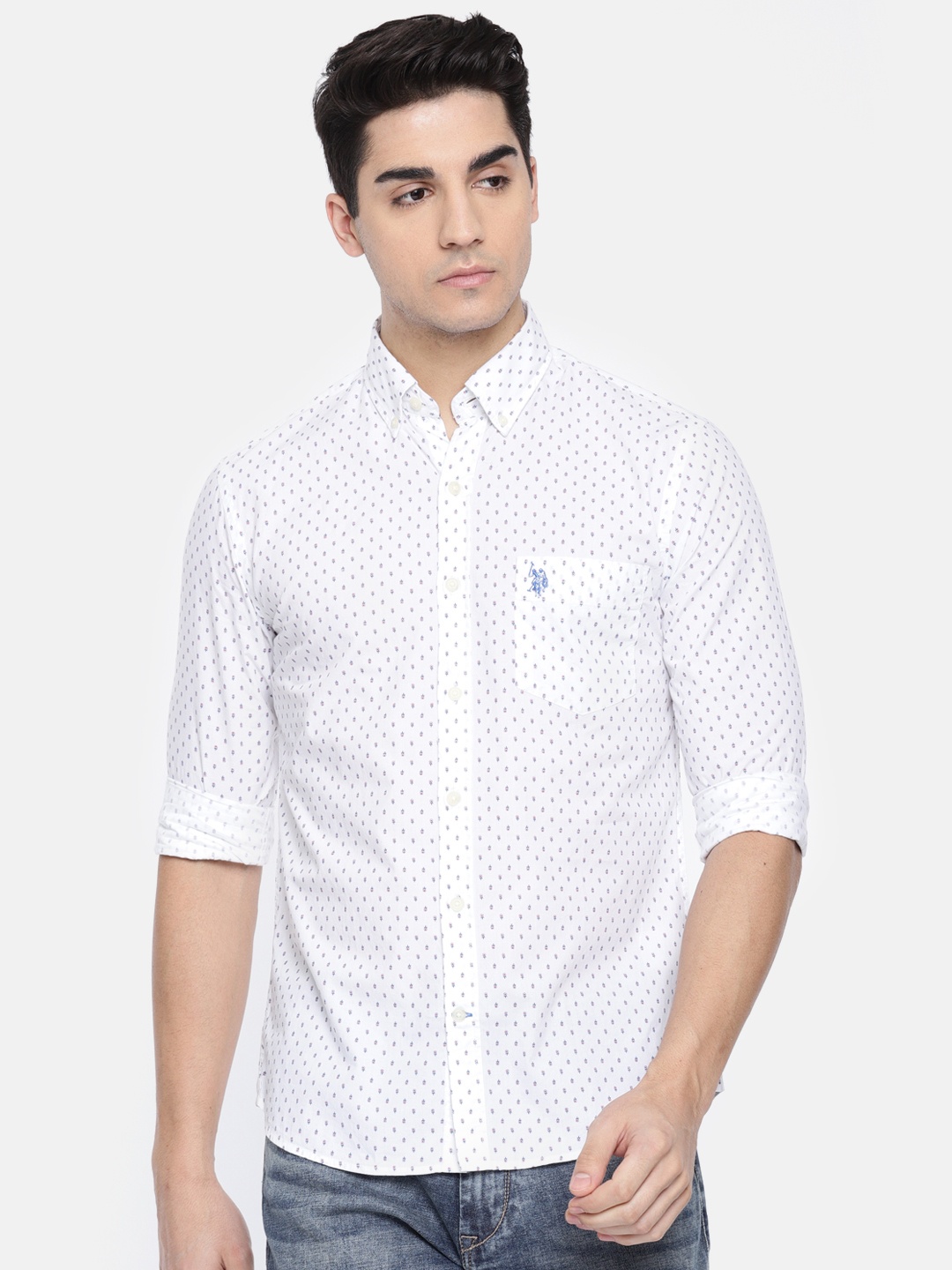 

U.S. Polo Assn. Men White Tailored Fit Solid Casual Shirt, Off white