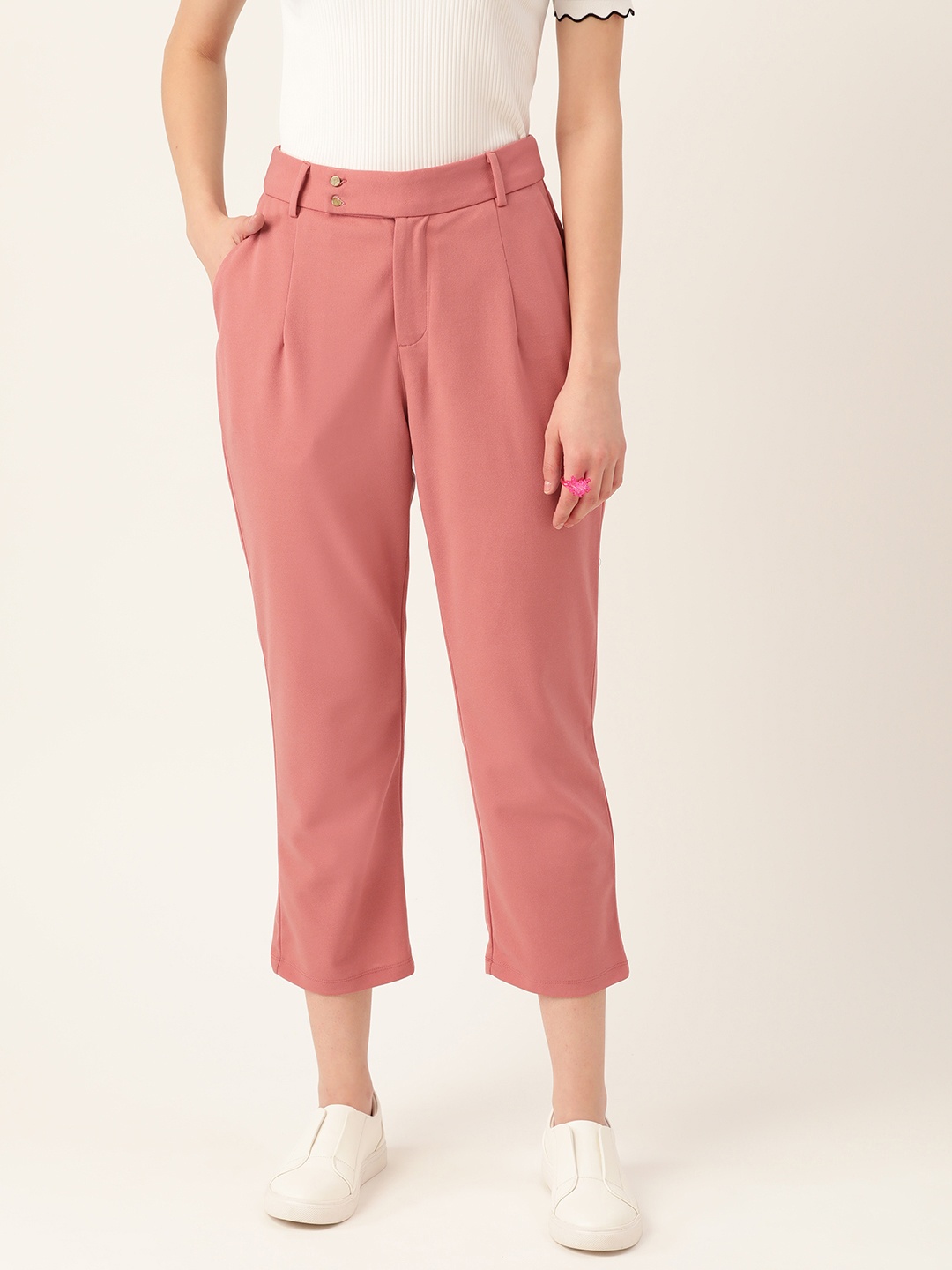 

DressBerry Women Pink High-Rise Trousers