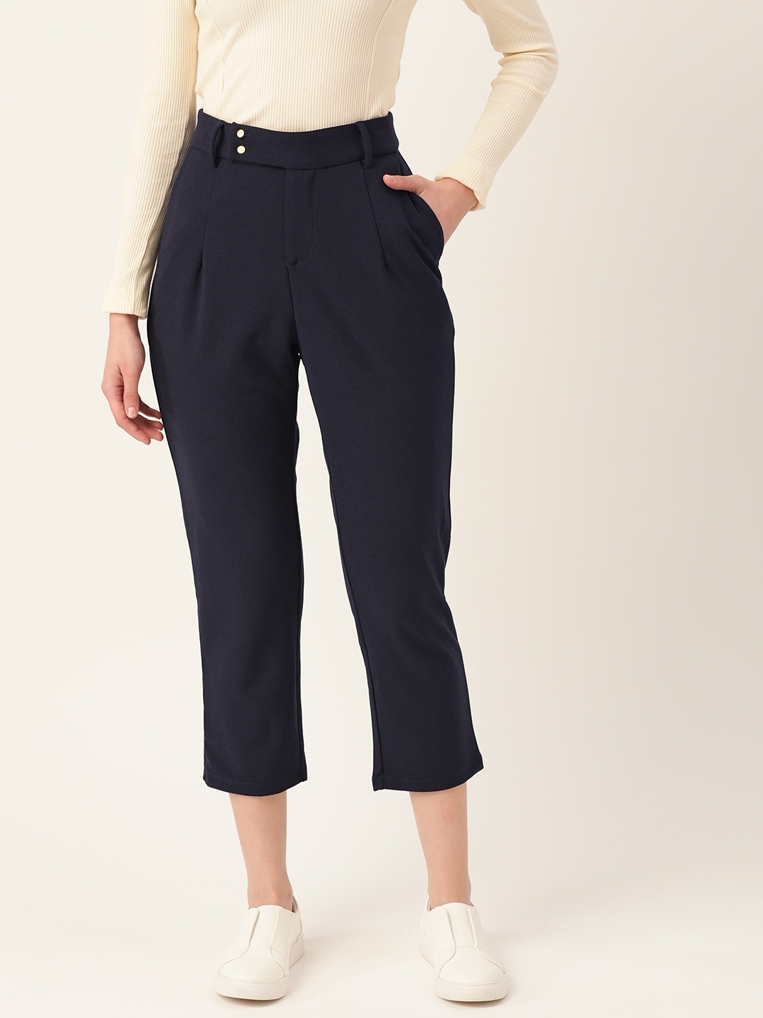 

DressBerry Women Navy Blue High-Rise Trousers