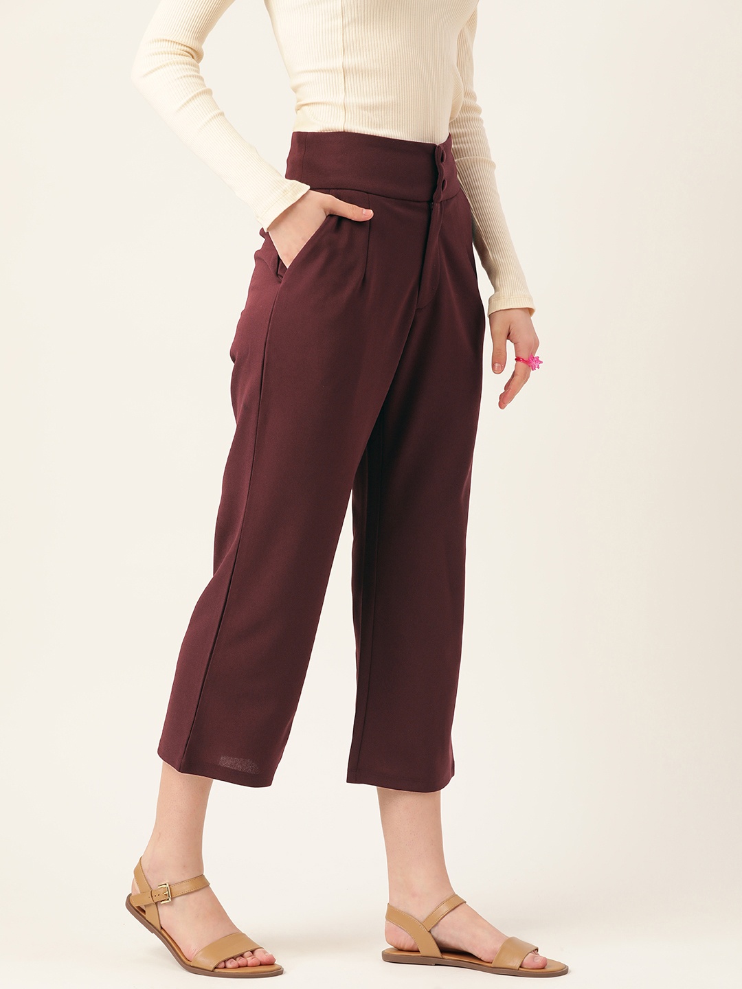 

DressBerry Women Maroon High-Rise Trousers
