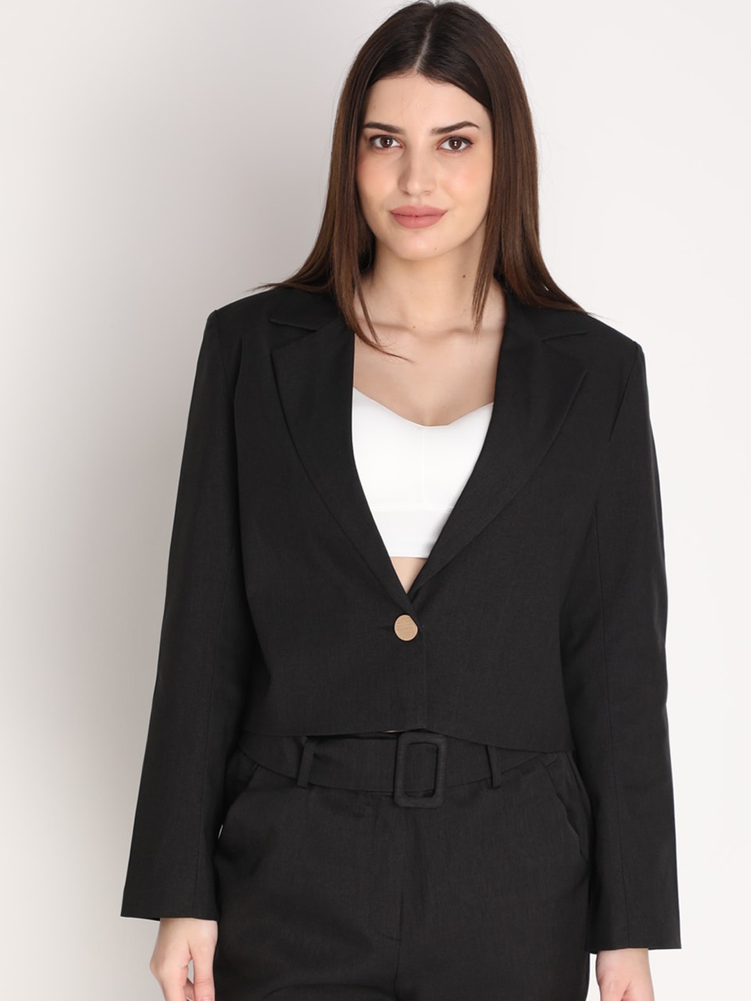 

Dlanxa Women Solid Single-Breasted Blazer, Black