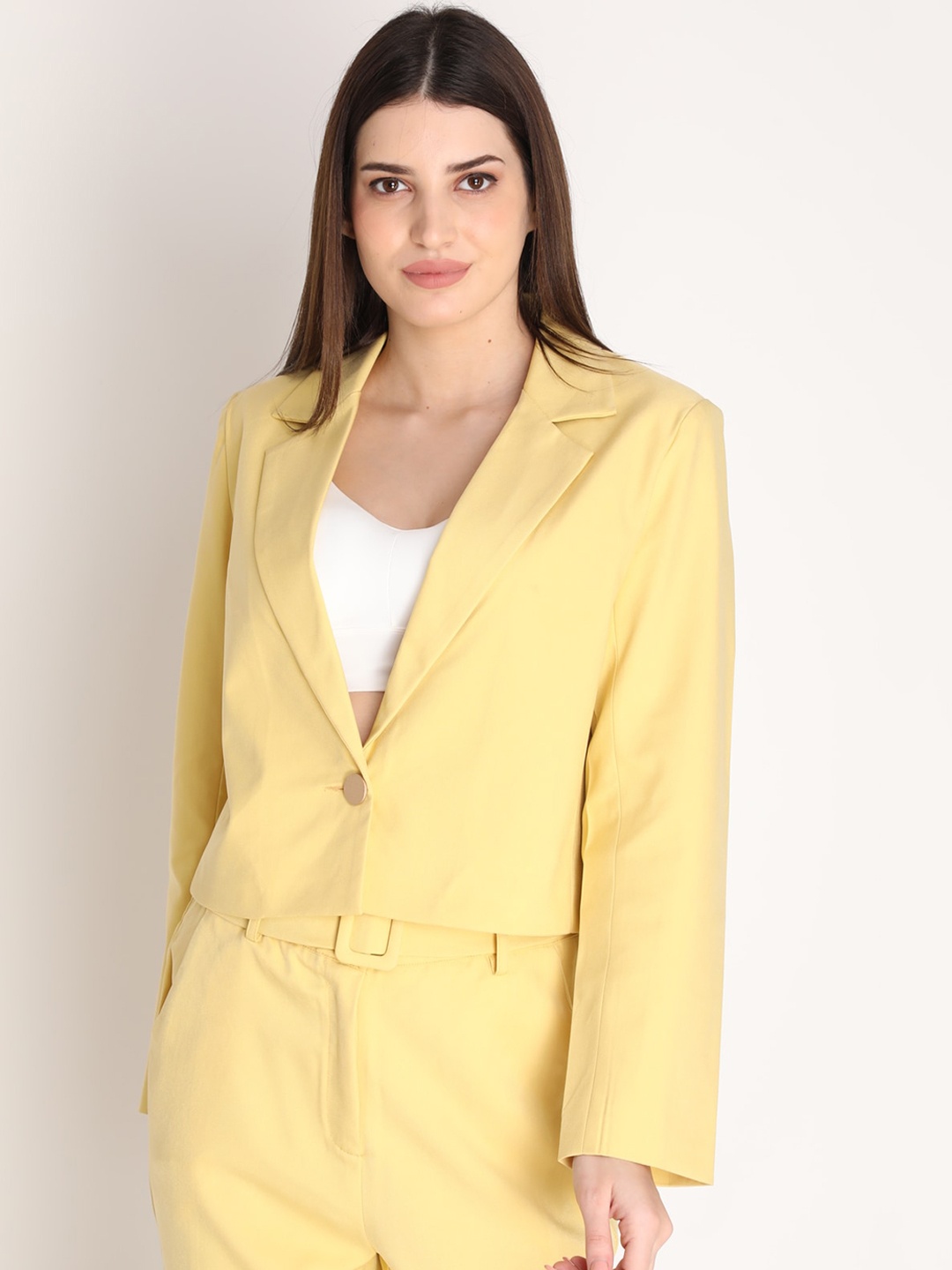 

Dlanxa Women Solid Single-Breasted Formal Blazer, Yellow