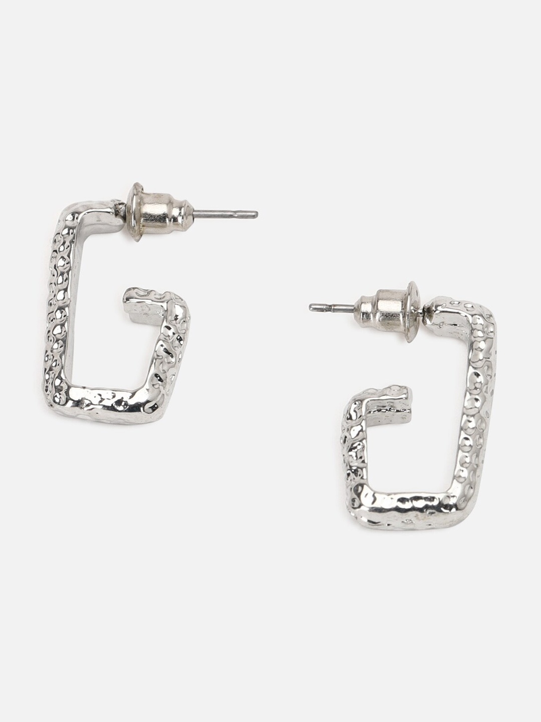

FOREVER 21 Silver-Toned Contemporary Hoop Earrings