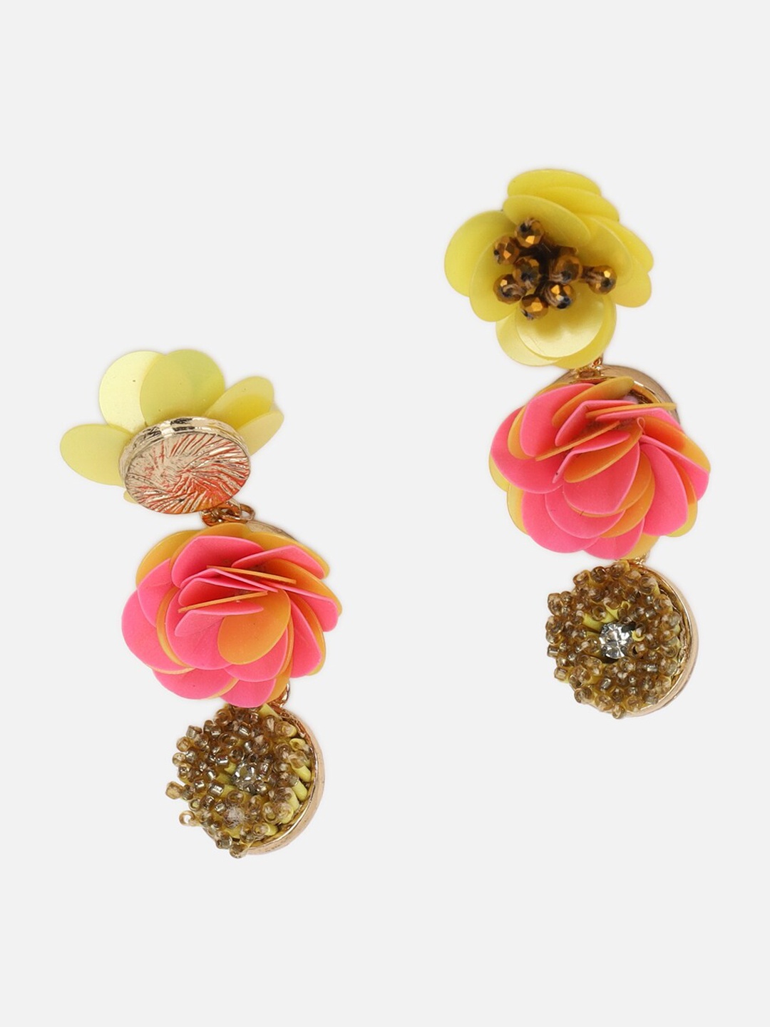 

FOREVER 21 Women Pink & Yellow Contemporary Drop Earrings