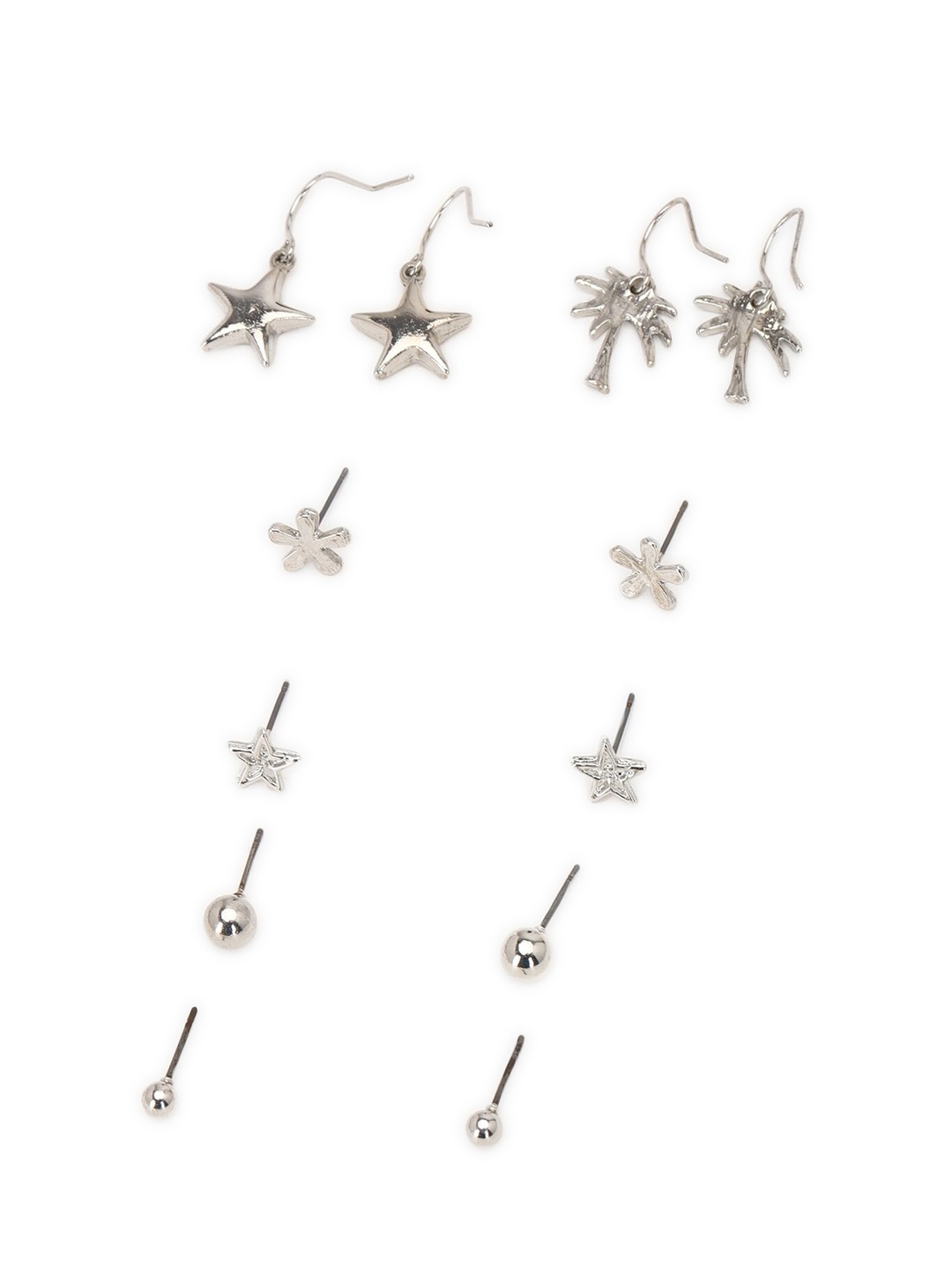 

FOREVER 21 Silver-Toned Set Of 6 Contemporary Studs Earrings