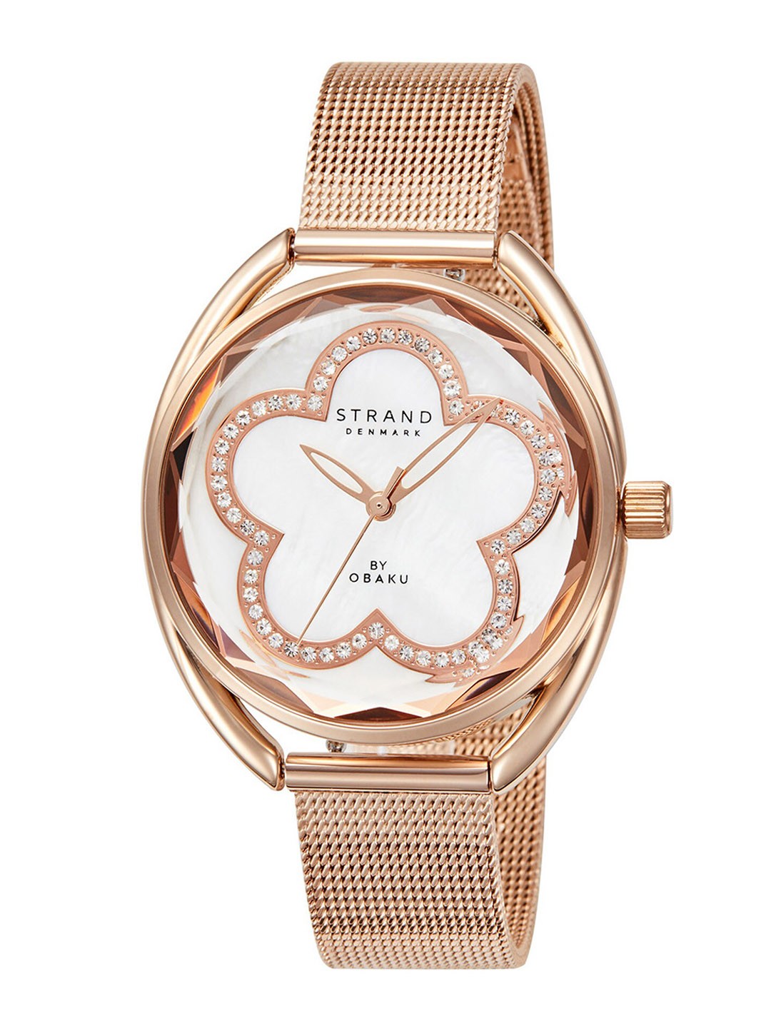 

STRAND BY OBAKU Women White Embellished Dial & Rose Gold Toned Watch S734LXVWMV-white