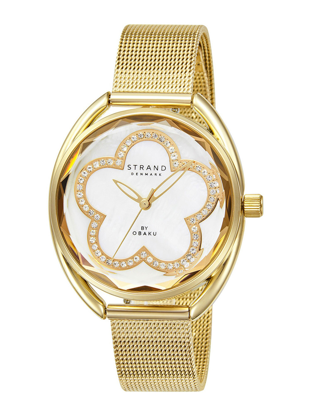 

STRAND BY OBAKU Women White Brass Embellished Dial & Gold Toned Straps Watch S734LXGWMG