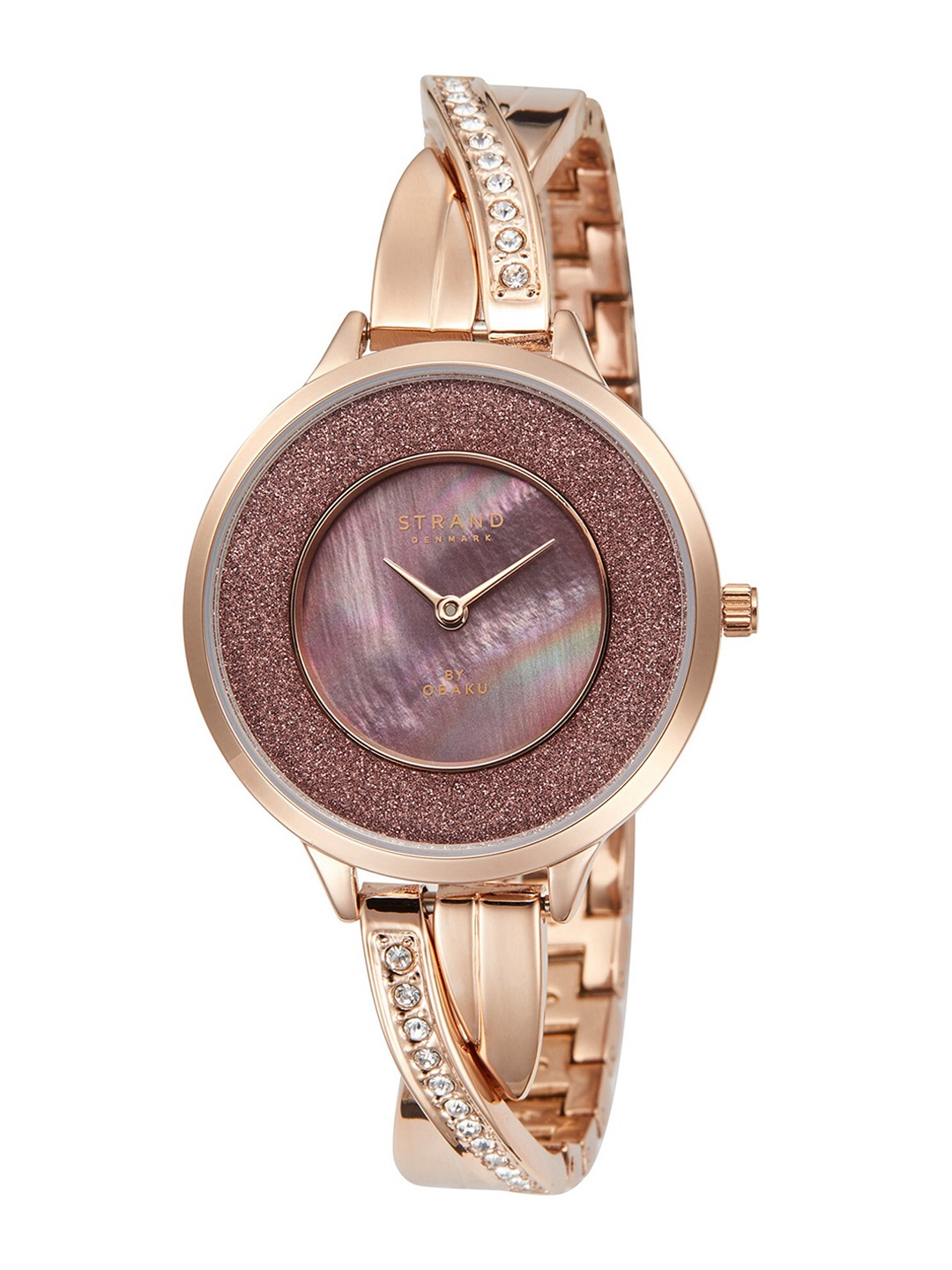 

STRAND BY OBAKU Women Brown Dial & Rose Gold Toned Embellished Straps Watch S730LXXNSV