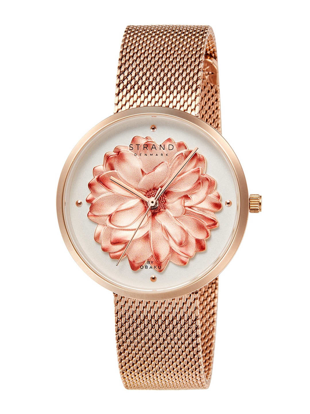 

STRAND BY OBAKU Women White Embellished Dial & Rose Gold Toned Straps Watch S700LHVWMV-DF