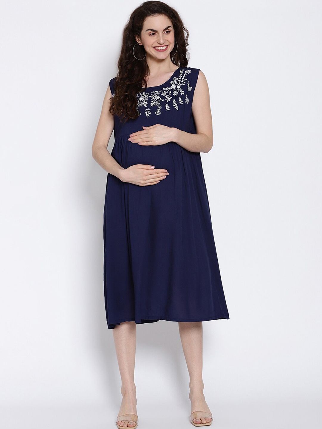 

The Vanca Women Maternity A-Line Midi Dress, Blue