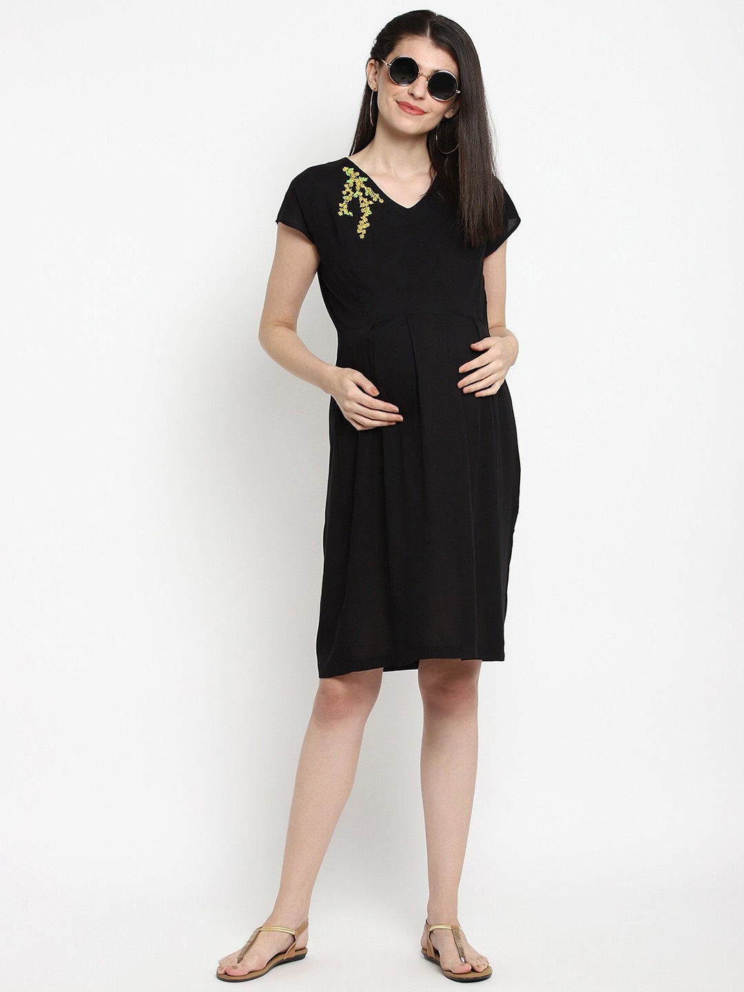 

The Vanca Women Black Maternity A-Line Dress