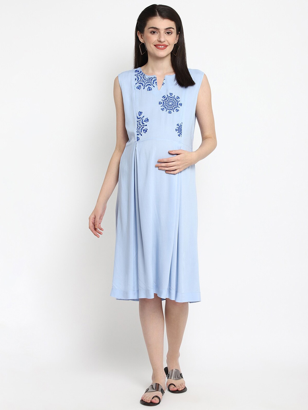 

The Vanca Floral Maternity Midi Dress, Blue