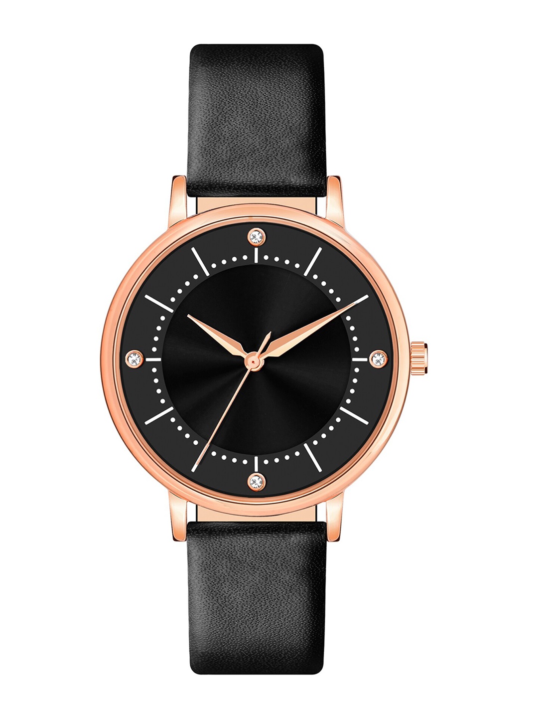 

Shocknshop Women Black Embellished Dial & Black Leather Straps Analogue Watch