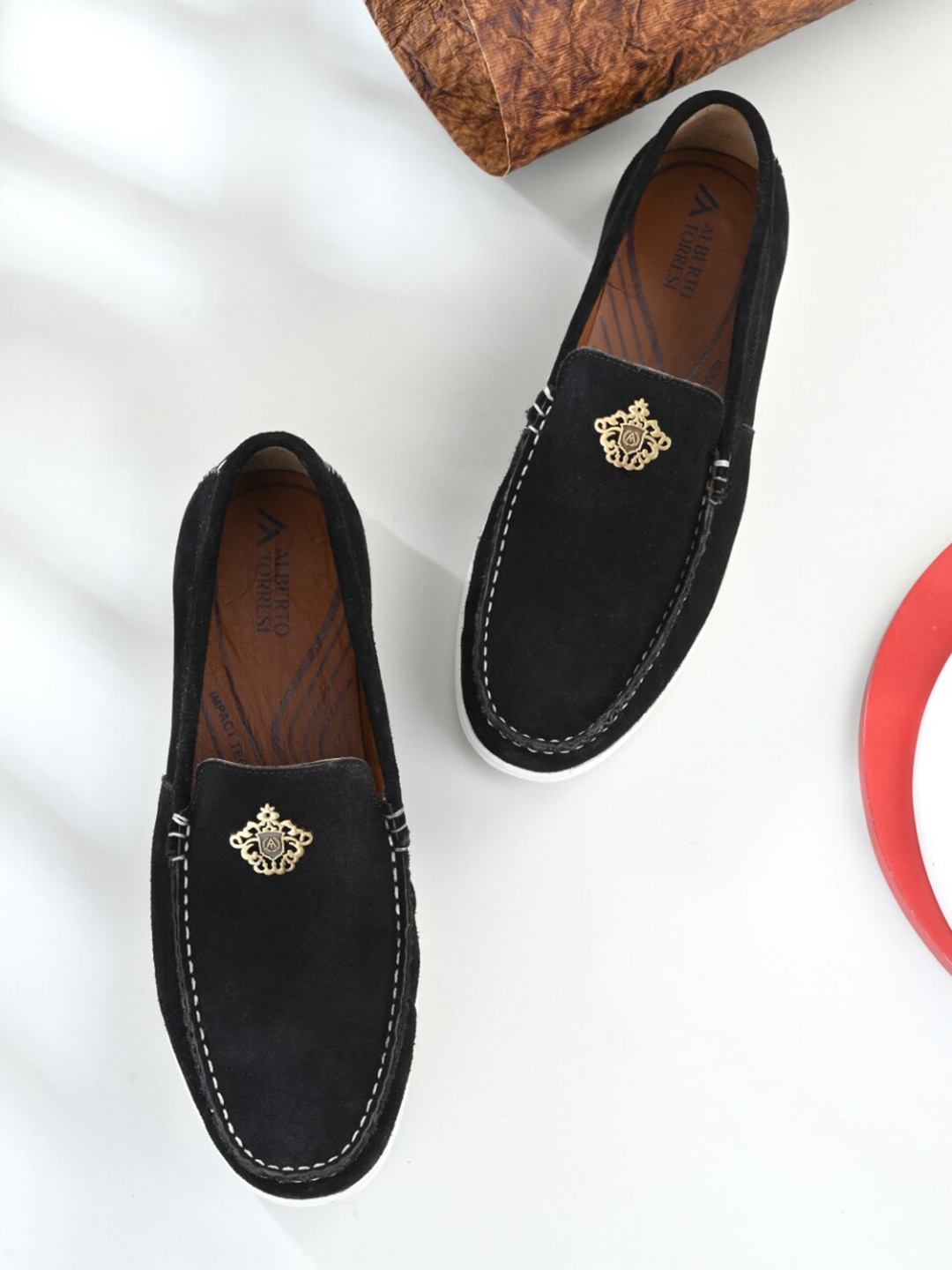 

Alberto Torresi Men Suede Loafers, Black