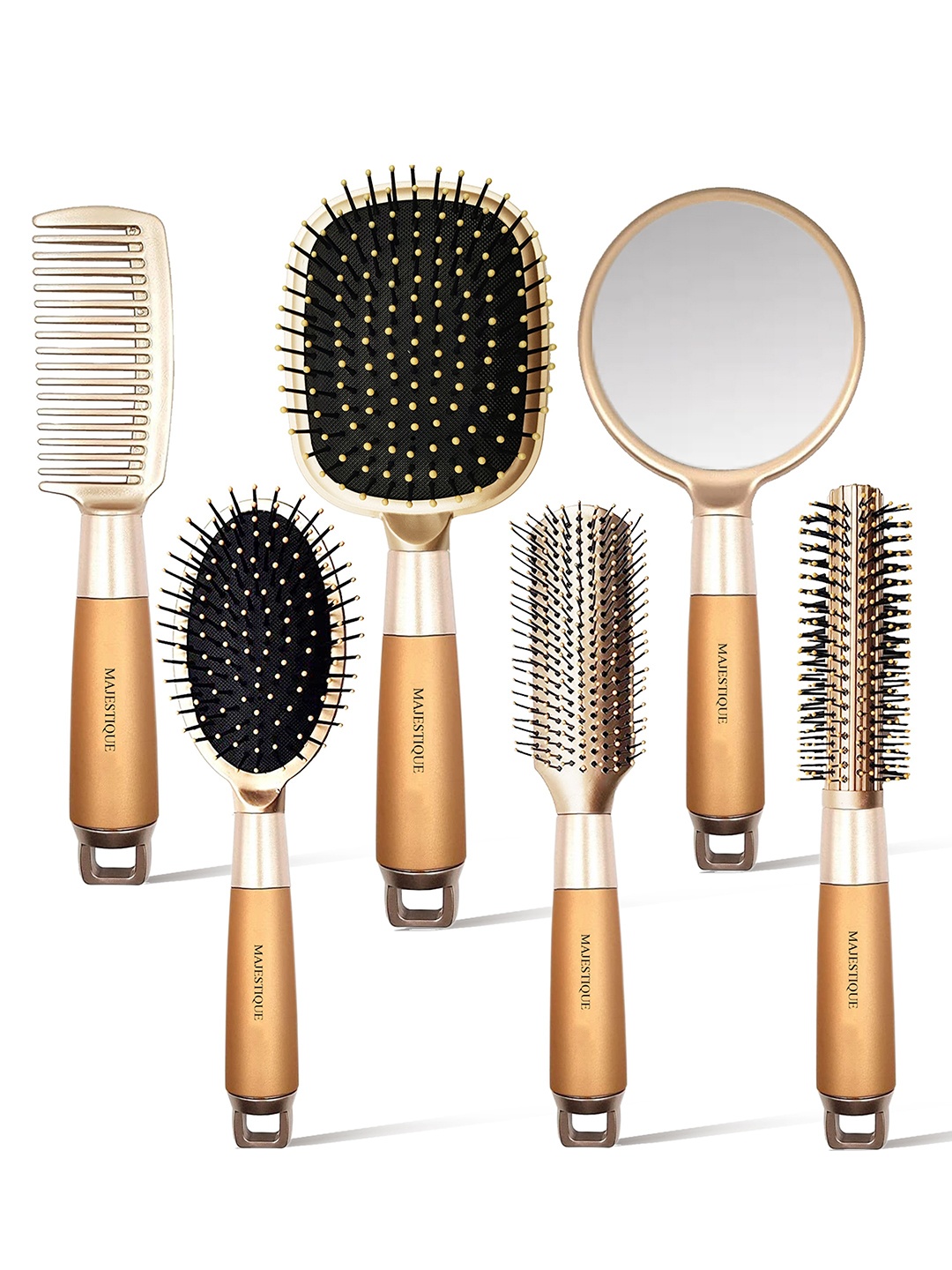 

MAJESTIQUE Set Of 6 In 1 Hair Brush Set, Black