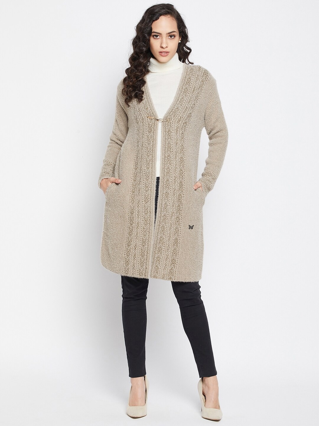 

Duke Women Brown Wool Longline Sweaters