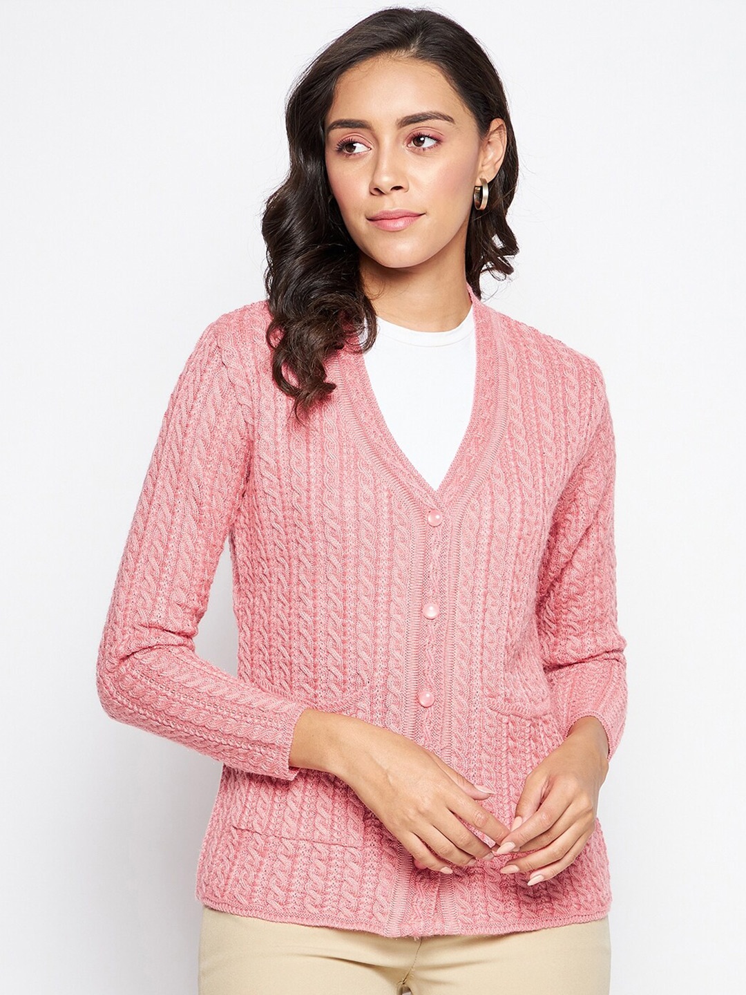 

Duke Women Pink Cable Knit Cardigan