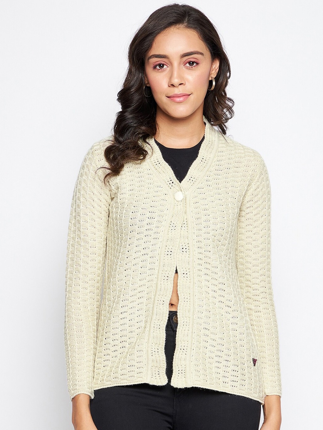 

Duke Women White Cable Knit Cardigan