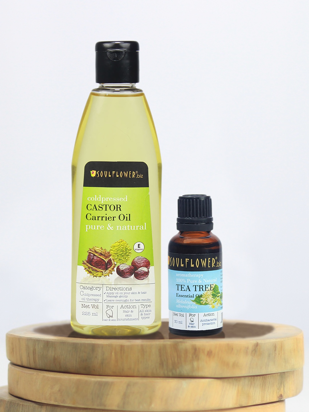 

Soulflower Set of 2 Castor & Tea Tree Essential Oil, Multi