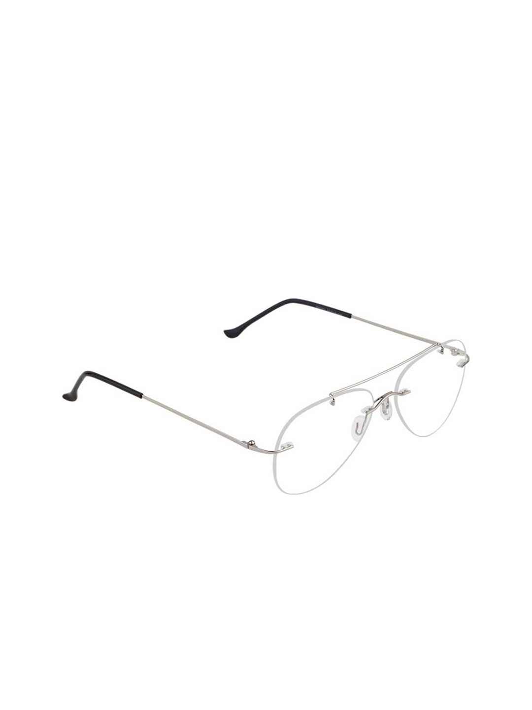 

OPTIFY Unisex Clear Lens & Silver-Toned Aviator Sunglasses - AVT RIMLESS SILVER-Silver