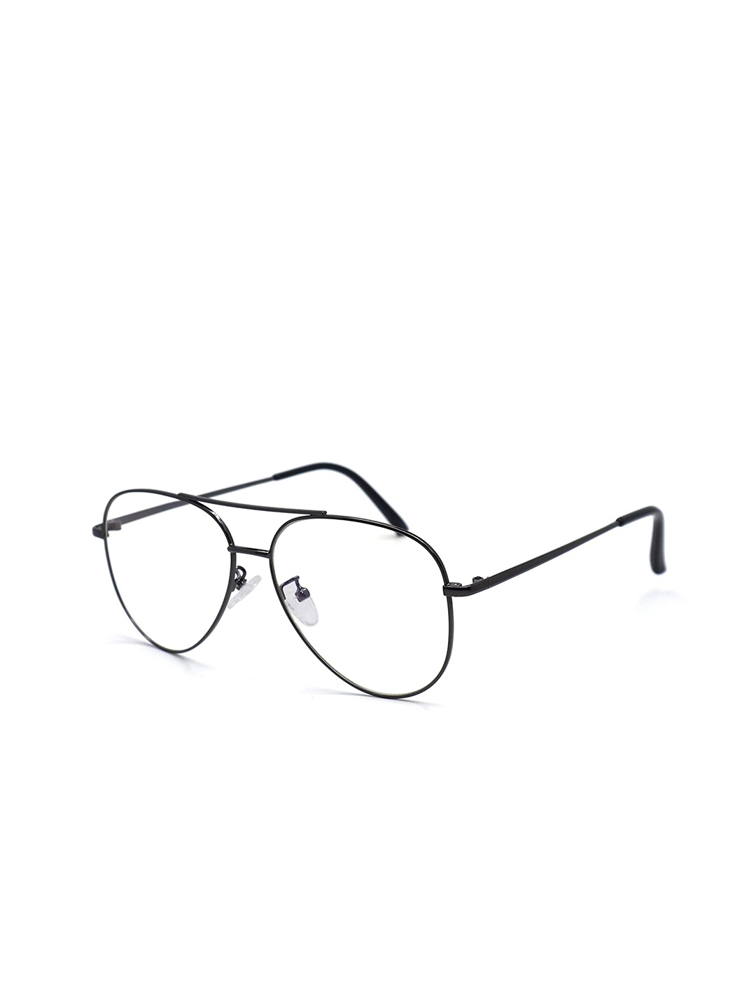 

OPTIFY Unisex Clear Lens & Black Aviator Sunglasses with UV Protected Lens
