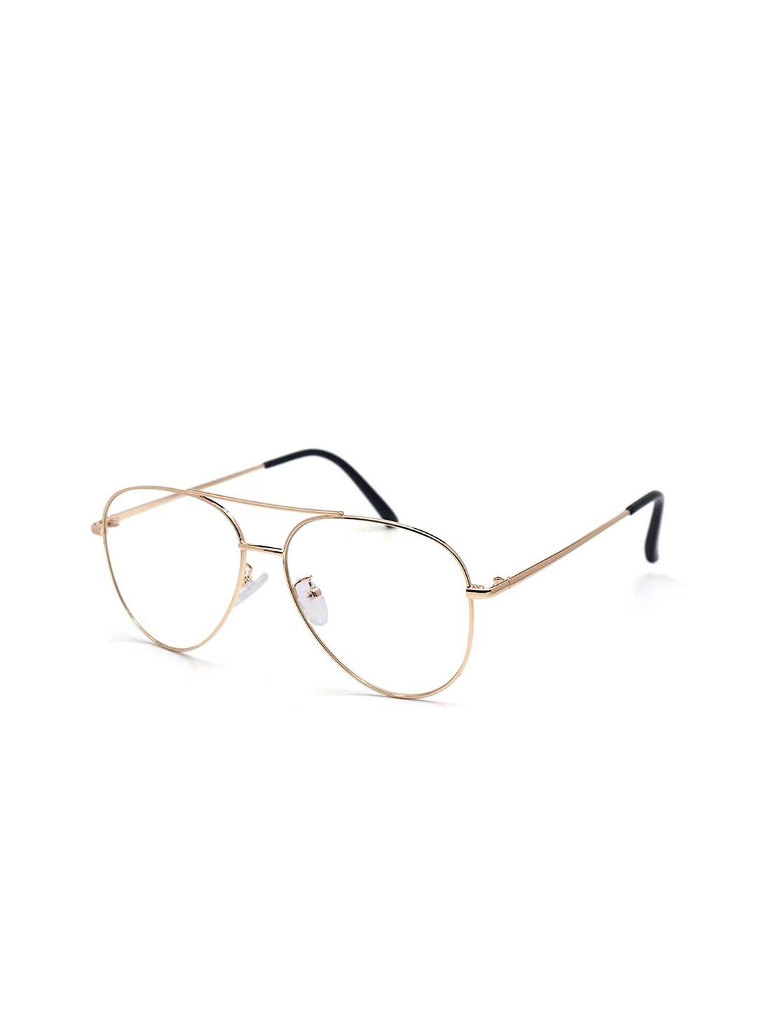 

OPTIFY Unisex Clear Lens & Gold-Toned Aviator Sunglass with UV Protected Lens
