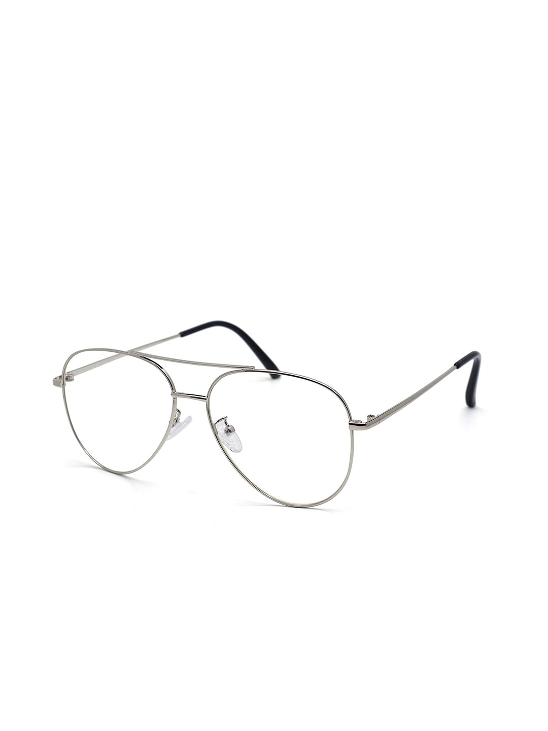 

OPTIFY Unisex Clear Lens & Silver-Toned Aviator Sunglasses with UV Protected Lens