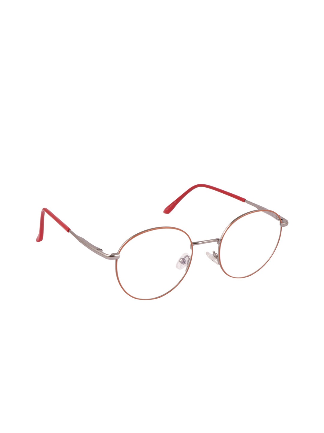 

OPTIFY Adults Clear Lens & Silver-Toned Oval Computer Sunglass with UV Protected Lens, Orange