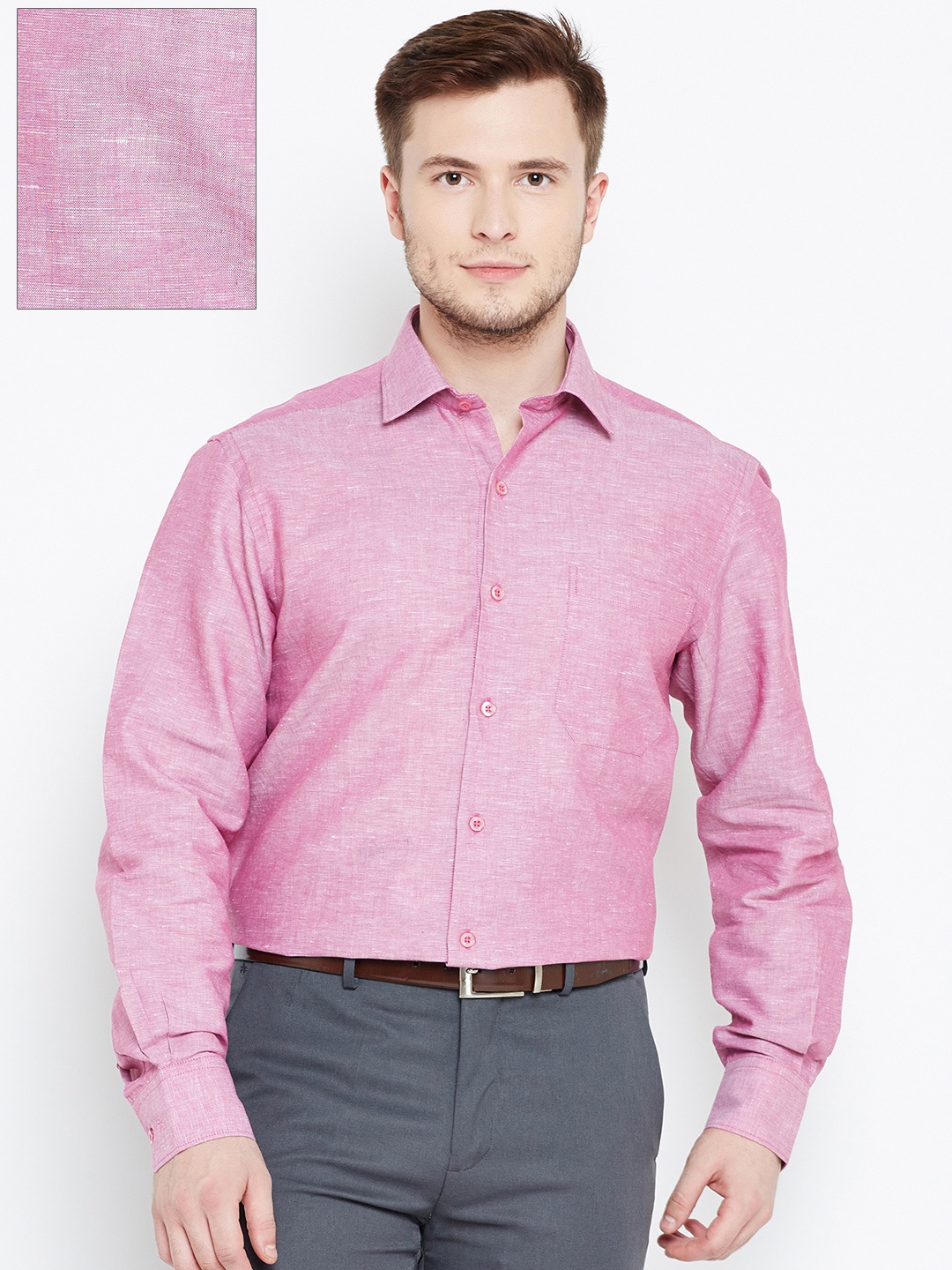 

John Players Men Pink Regular Fit Solid Formal Shirt