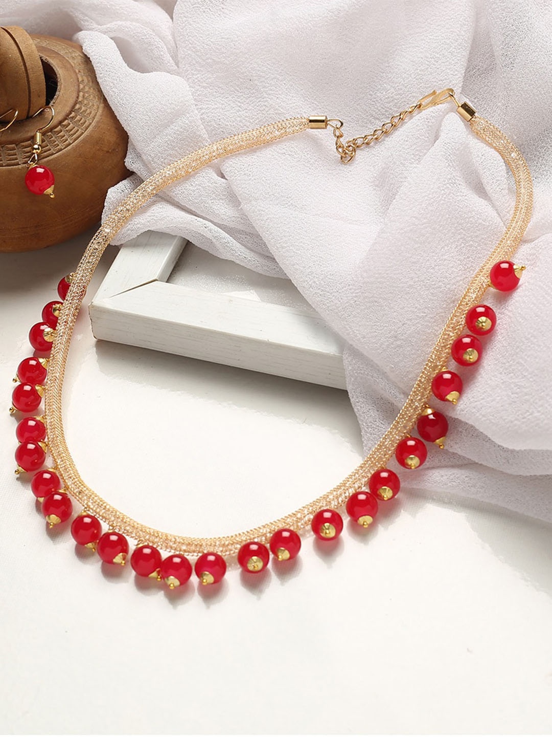 

MAD CLUB Gold-Plated & Red Beaded Jewellery Set