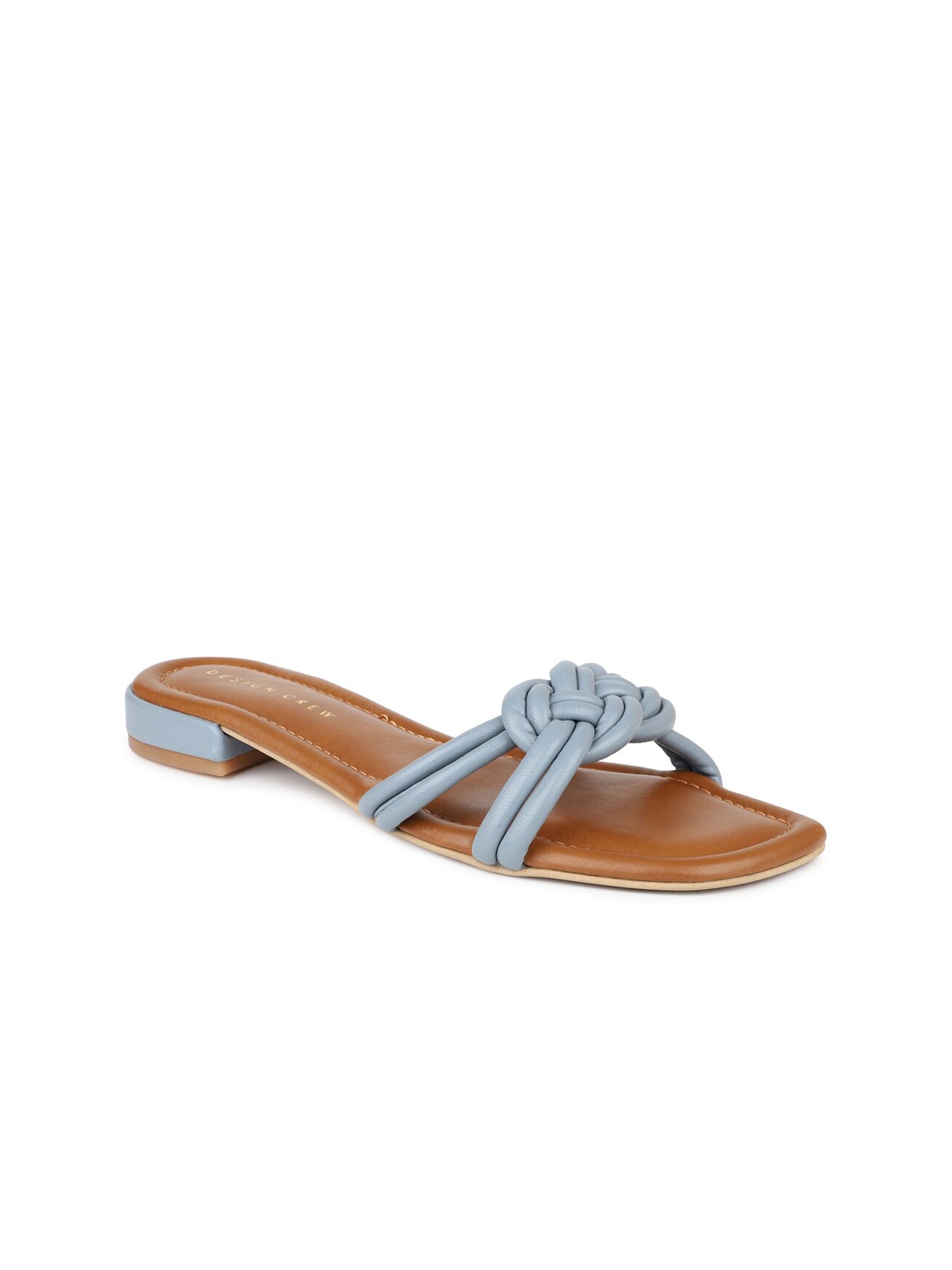 

DESIGN CREW Women Blue & Brown Solid Open Toe Flats