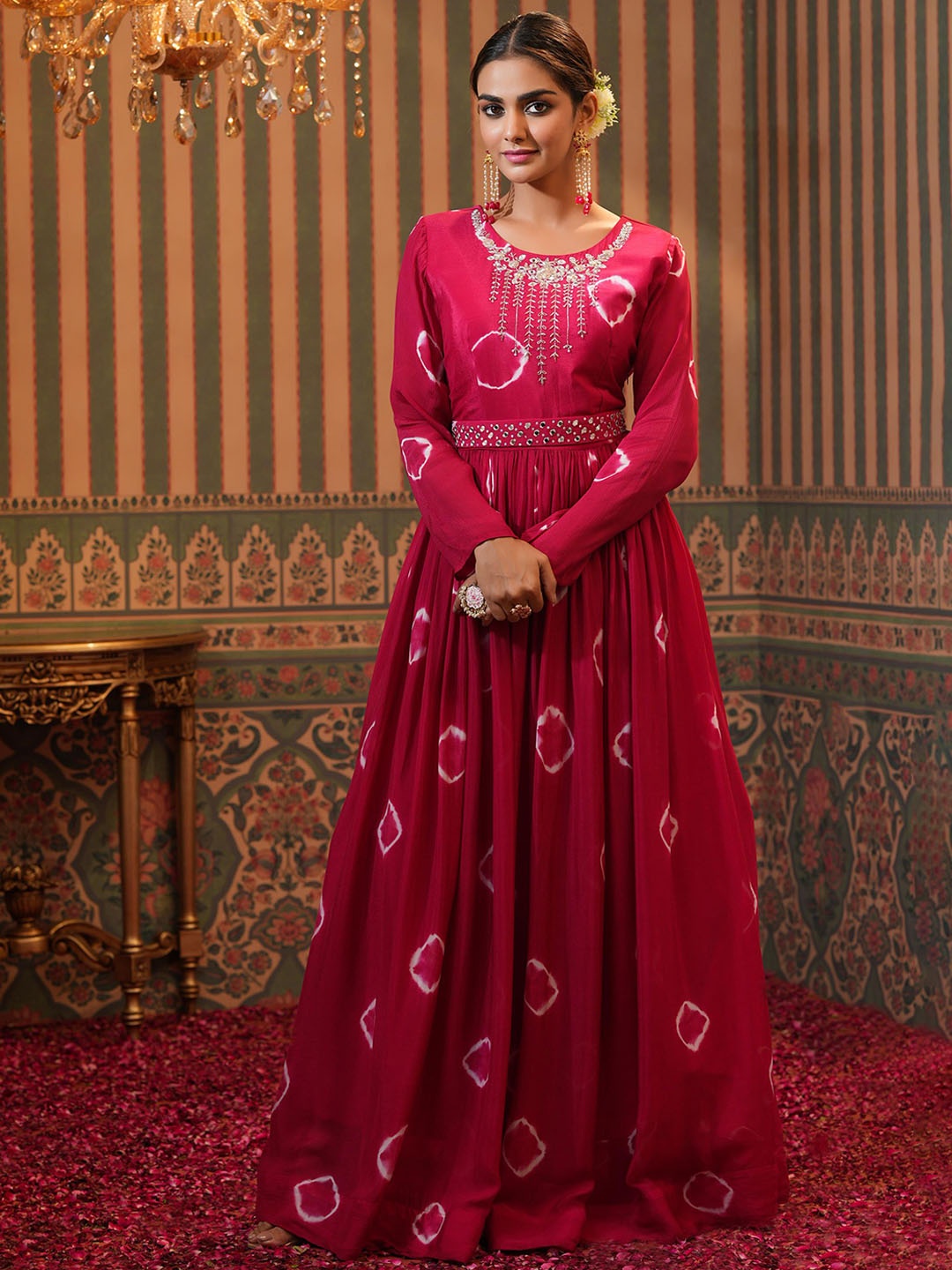 

SCAKHI Pink Tie and Dye Dyed Maxi Dress
