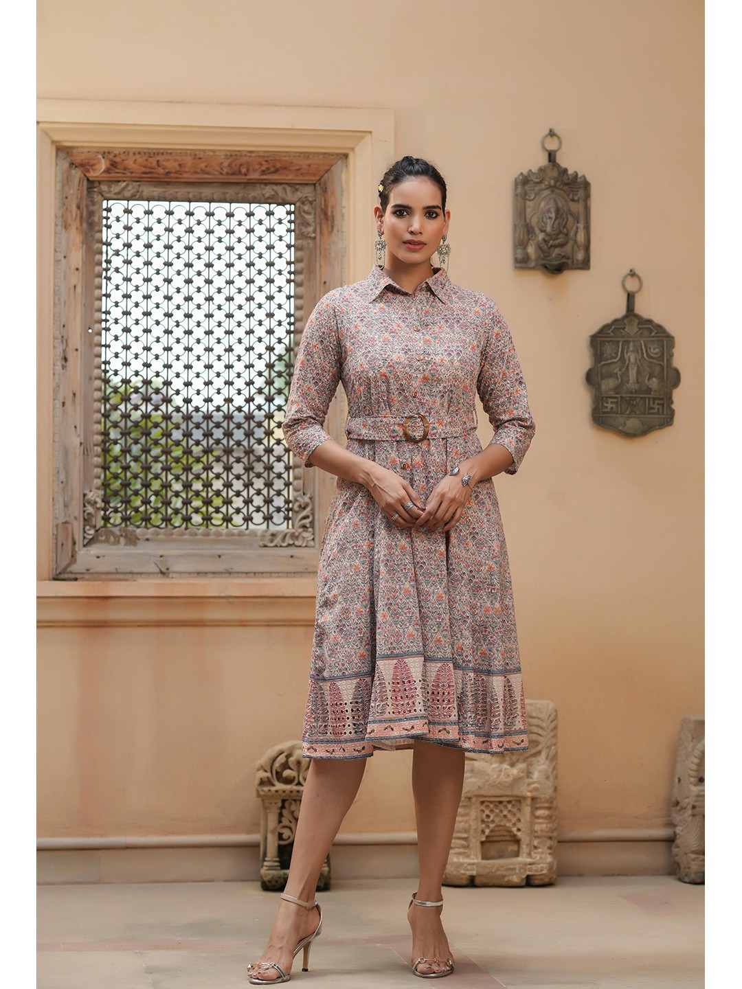 

SCAKHI Multicoloured Floral Printed Cotton Dress, Multi