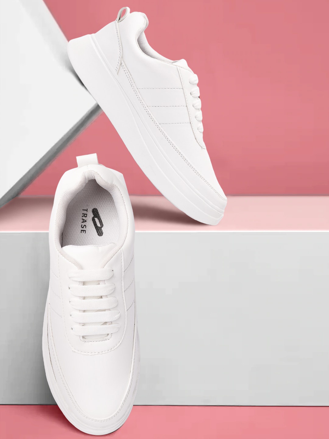 

TRASE Women Solid Textured Sneakers, White