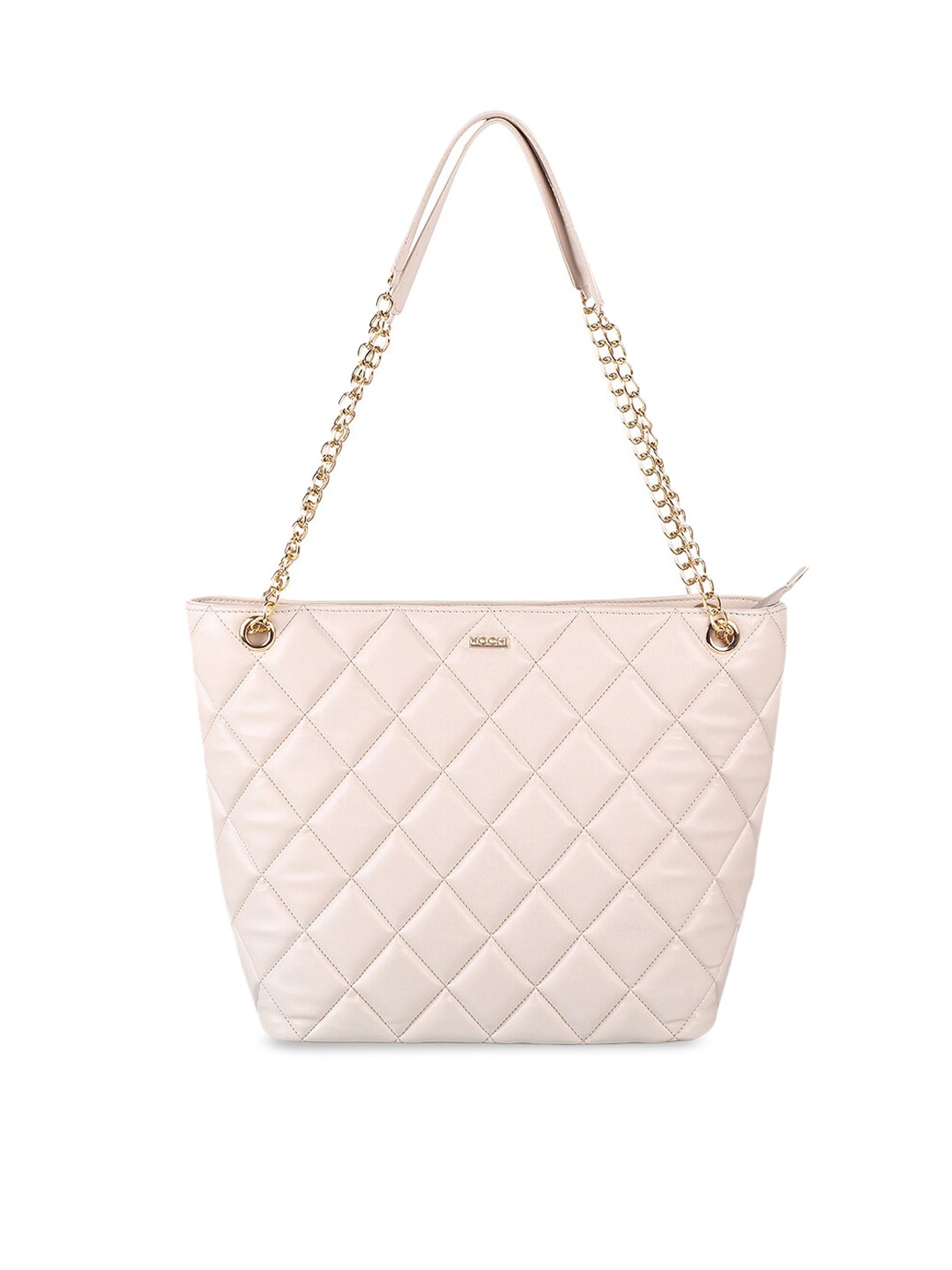 

Mochi PU Oversized Structured Quilted Shoulder Bag, Beige