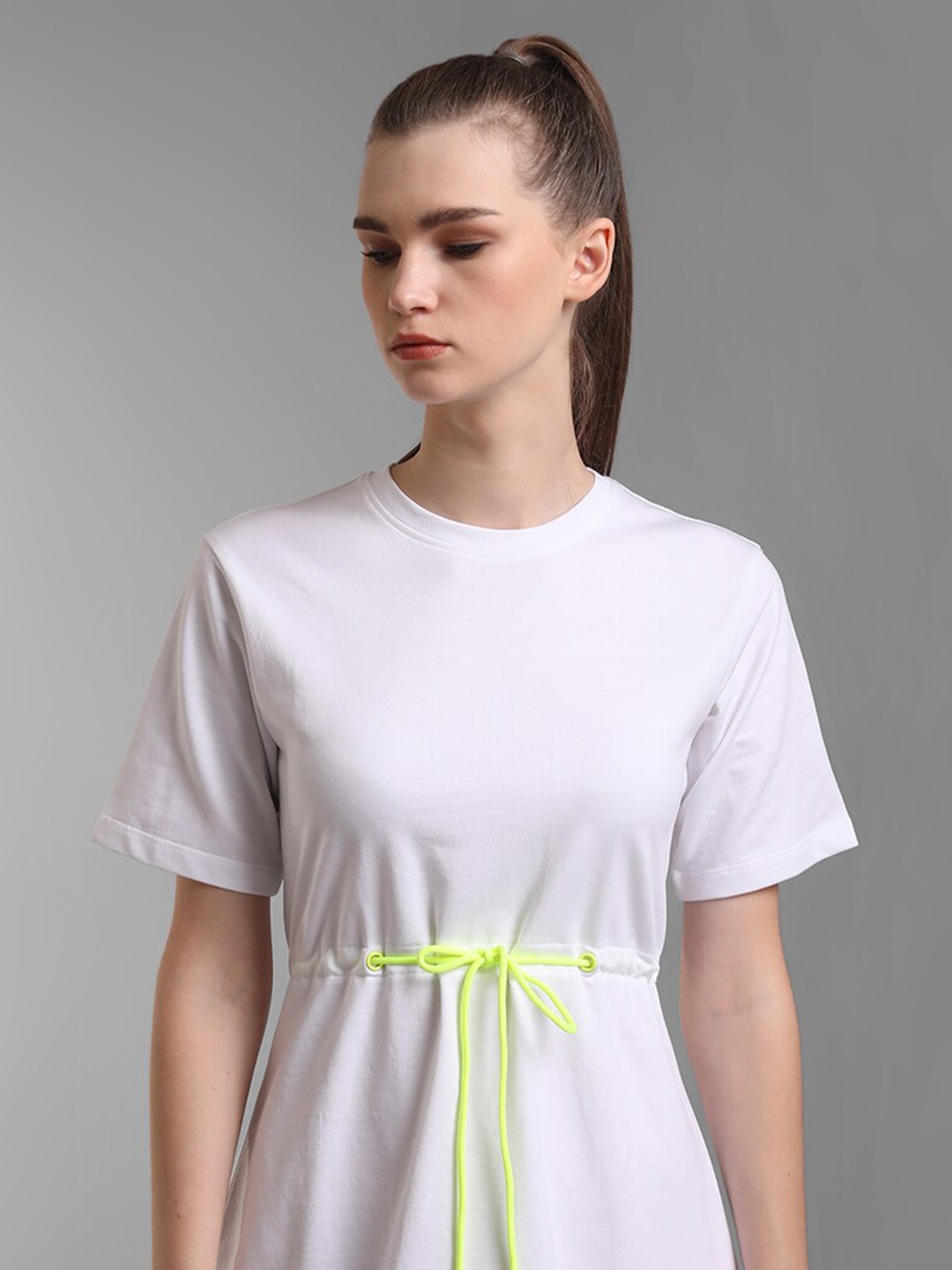 

Kazo Women White Cotton T-shirt Dress