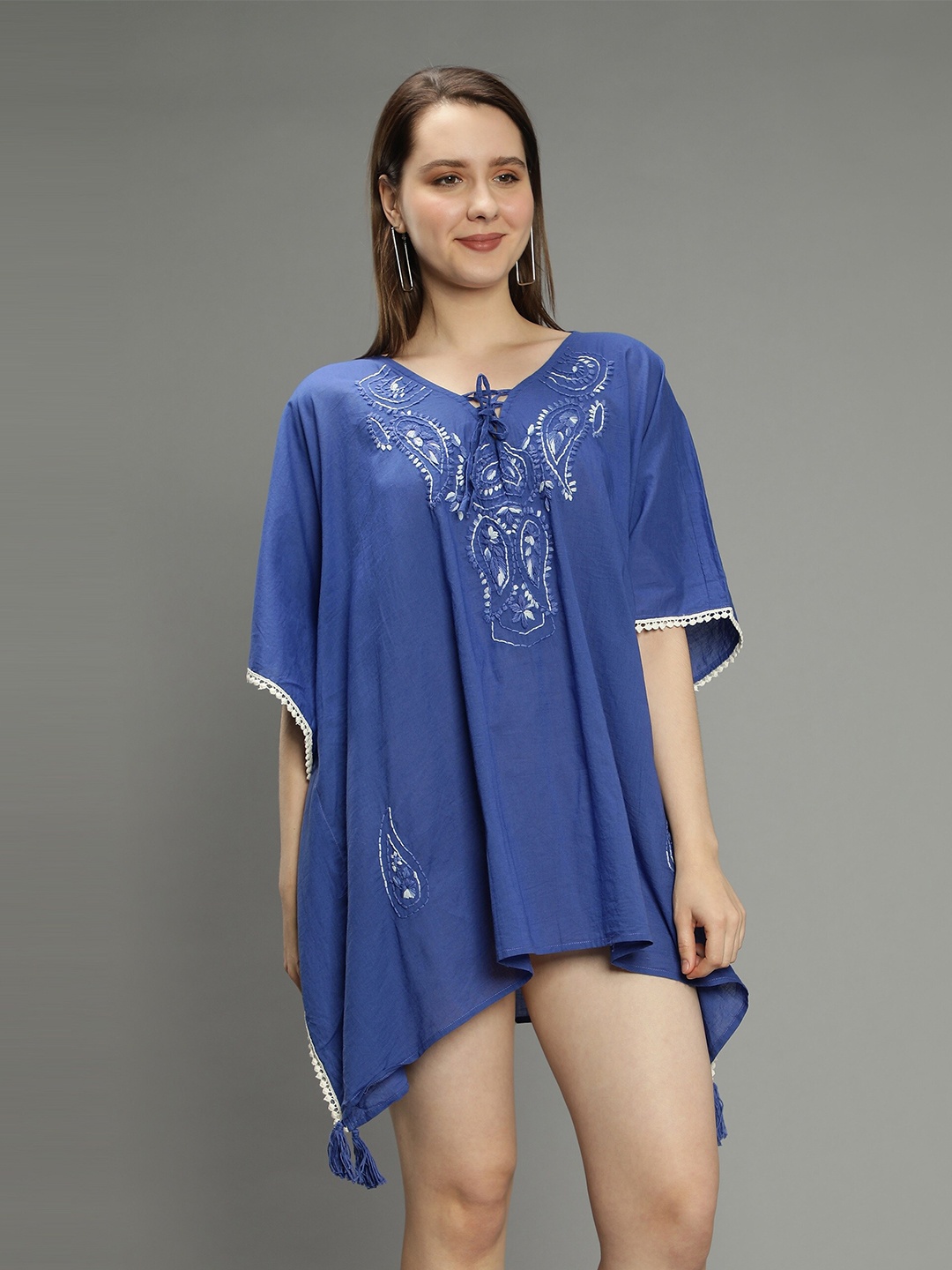 

Aditi Wasan Women Blue Embroidered Kaftan Dress