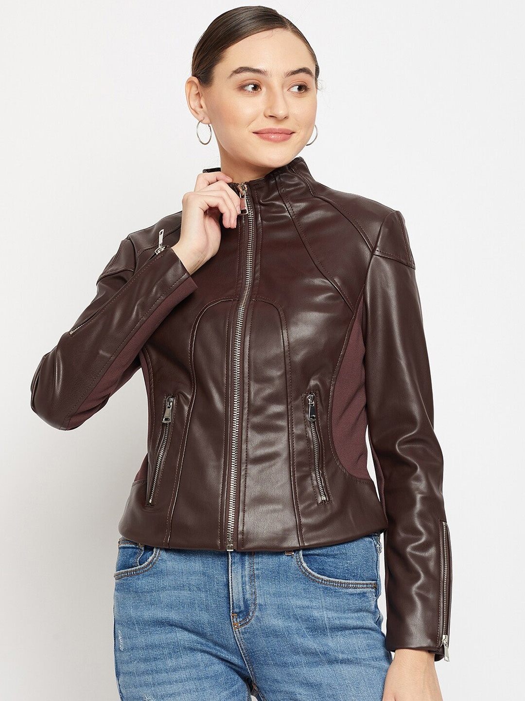 

Madame Women Biker Jacket, Brown