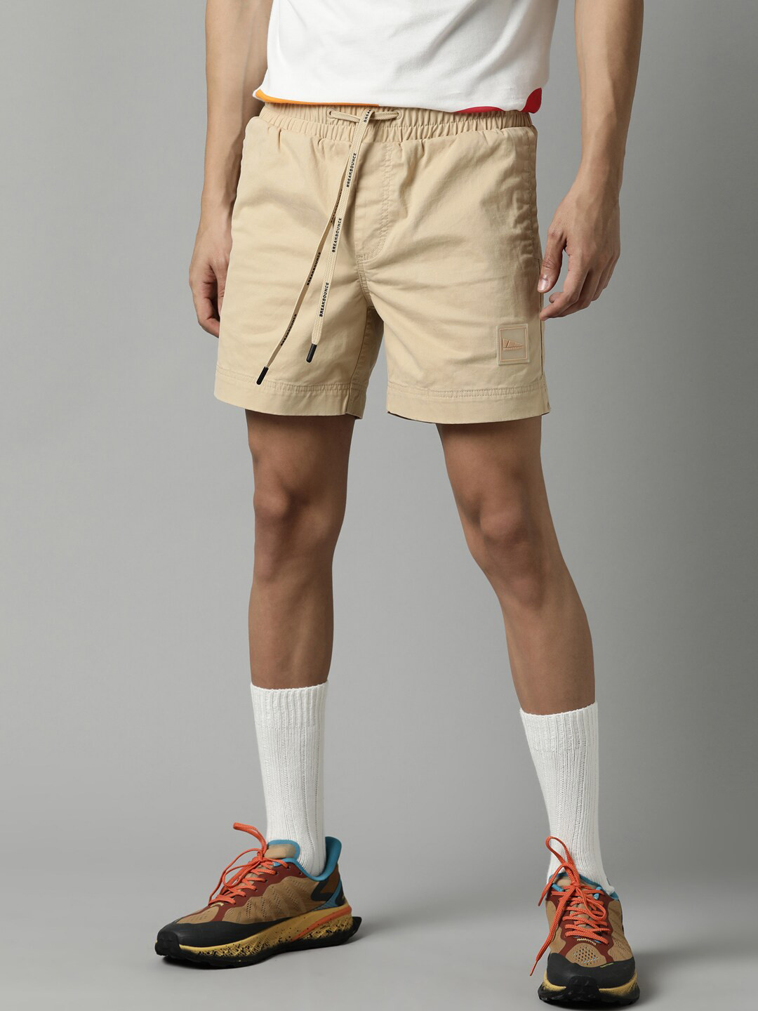 

Breakbounce Men Solid Slim Fit Cotton Shorts, Beige