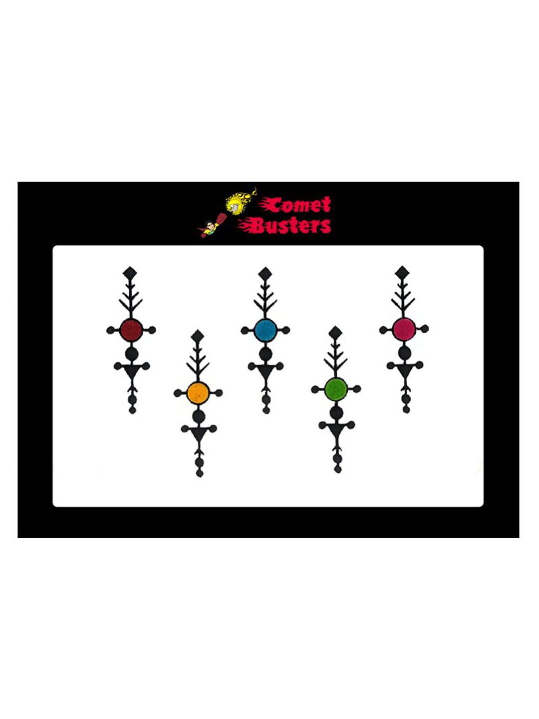 

Comet Busters 5 Pcs Reusable Designer Bindis - Multicoloured, Multi