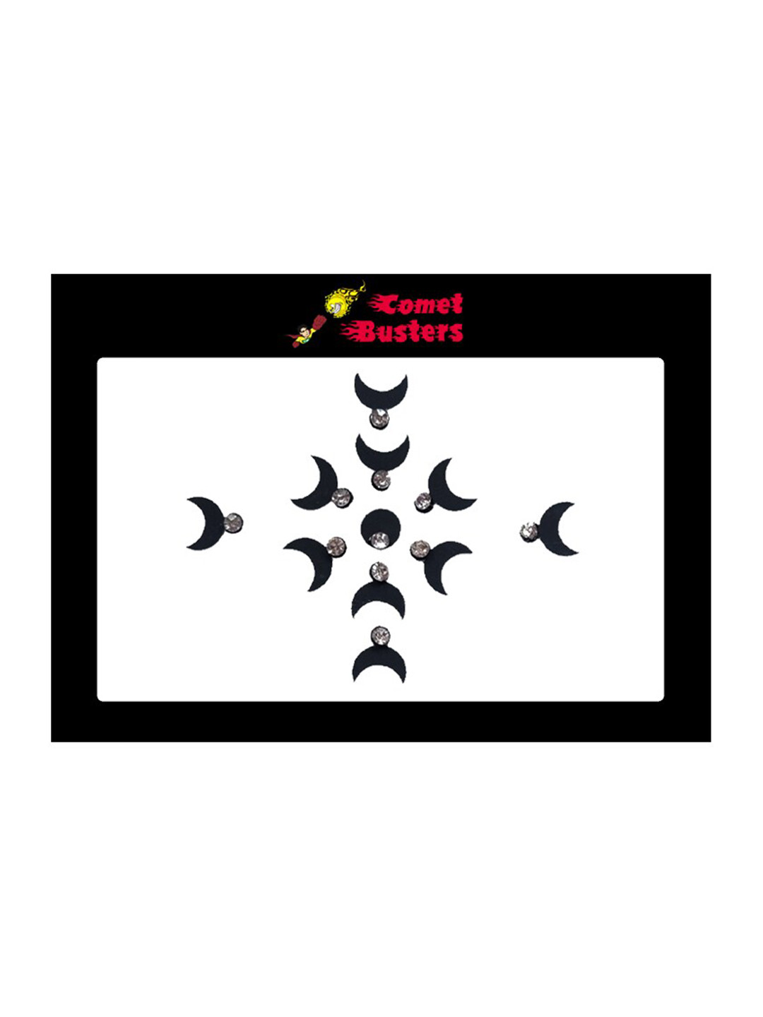 

Comet Busters 11 Pcs Embellished Reusable Designer Bindis - Black