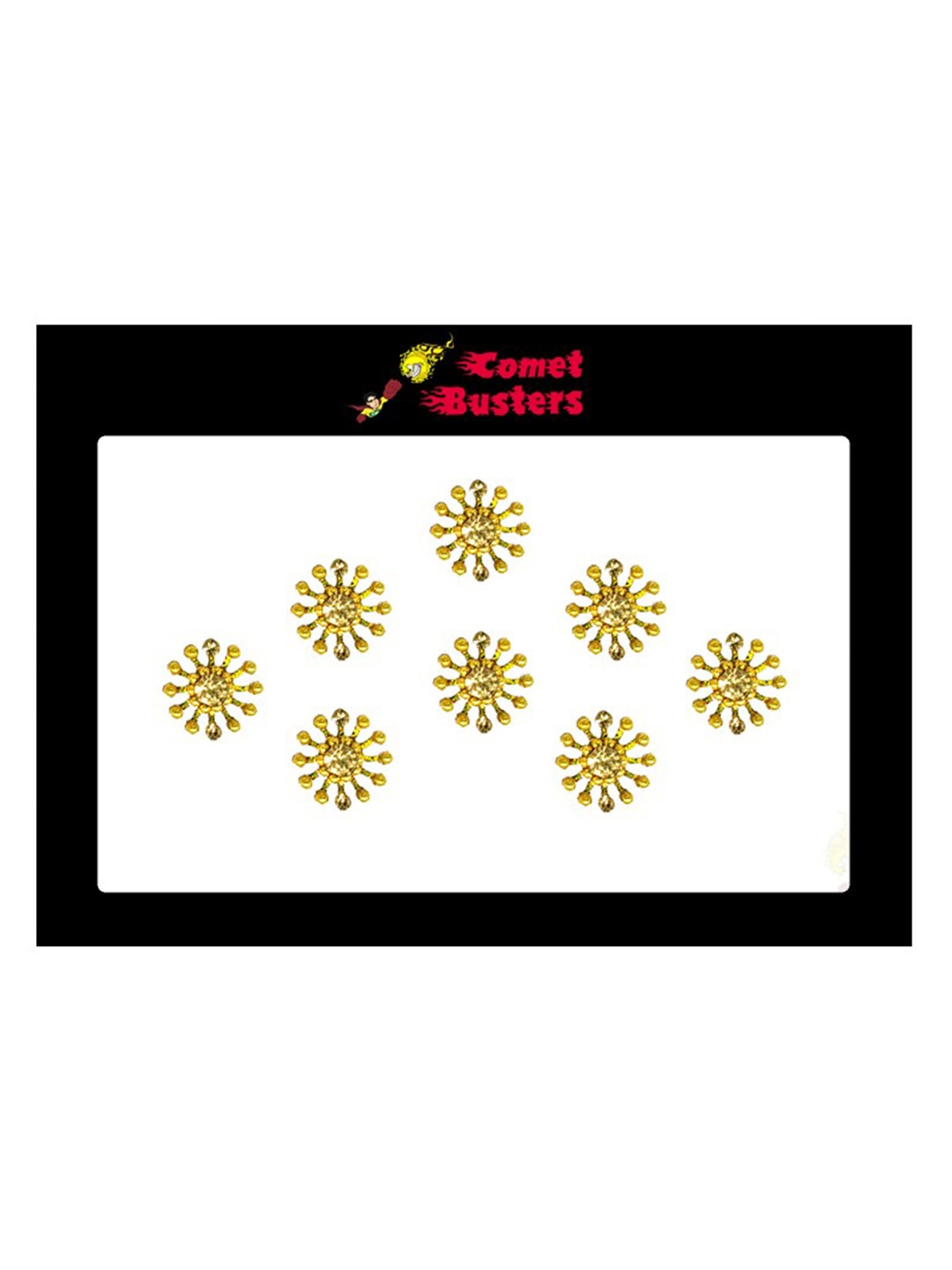 

Comet Busters 8 Pcs Embellished Reusable Designer Bindis - Gold-Toned