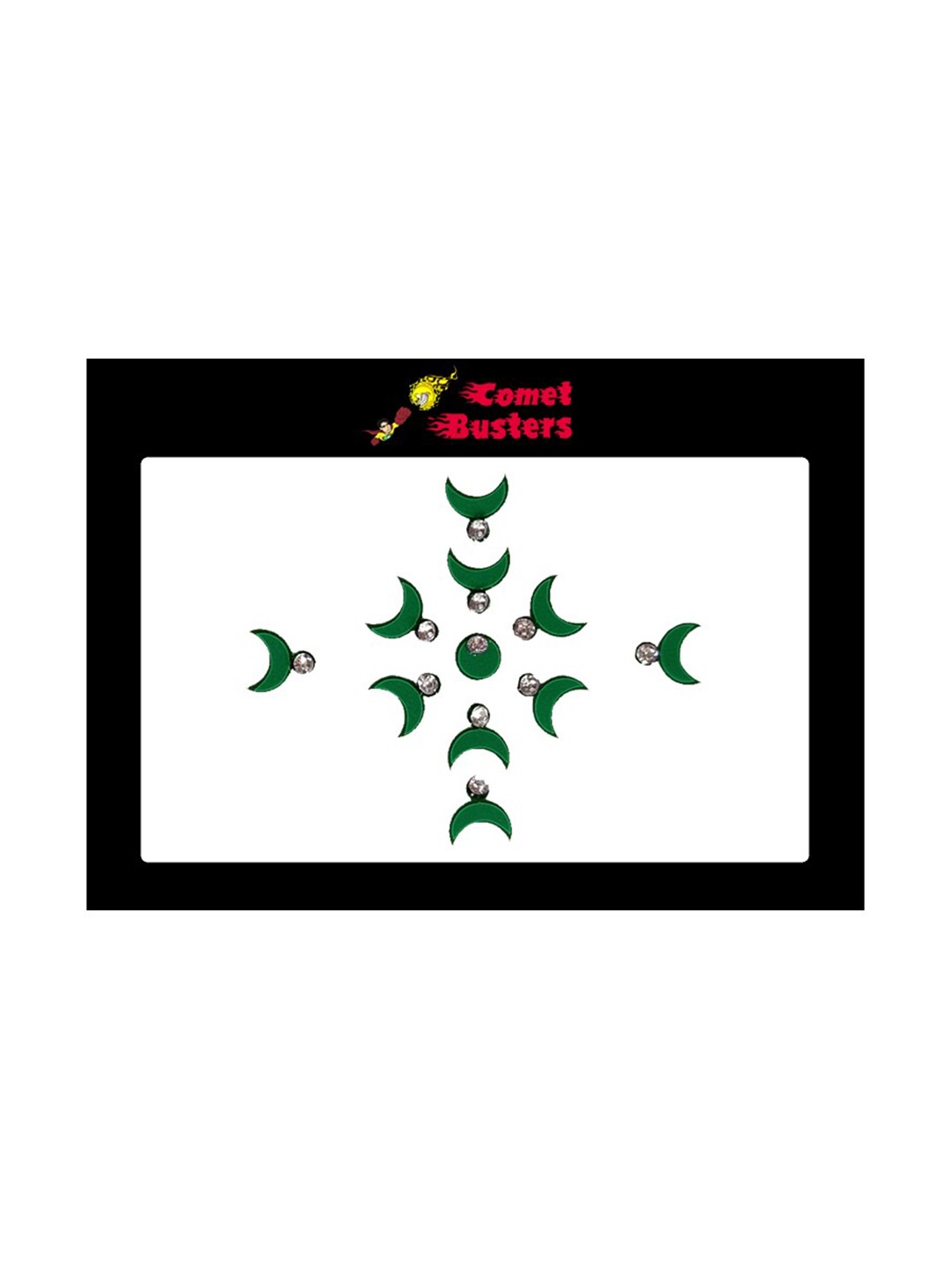 

Comet Busters 11 Pcs Embellished Reusable Designer Bindis - Green