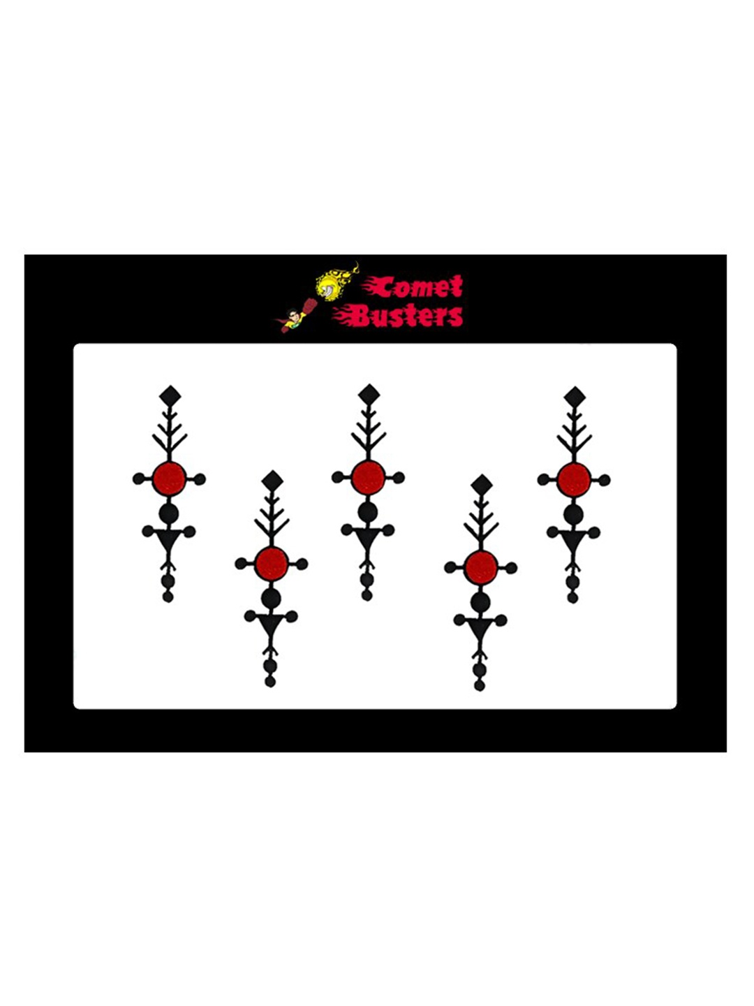 

Comet Busters 5 Pcs Reusable Designer Bindis - Maroon & Black