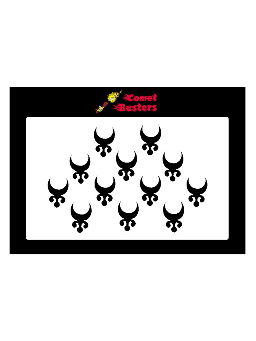 

Comet Busters 12 Pcs Reusable Designer Bindis - Black