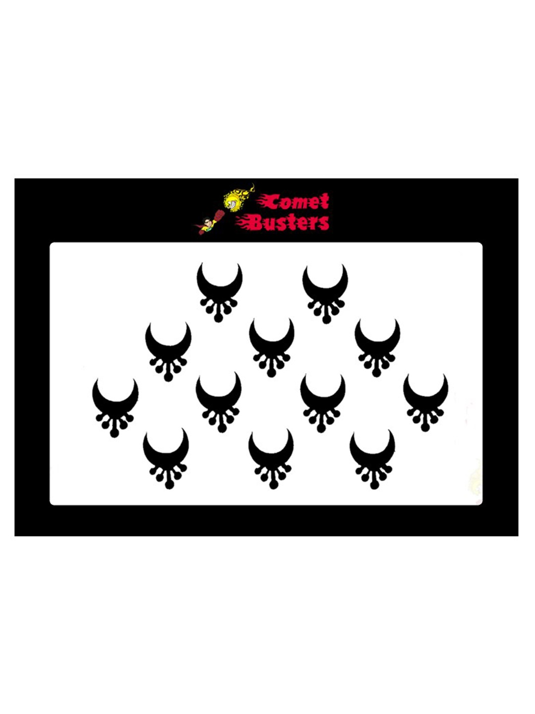 

Comet Busters 12 Pcs Reusable Designer Bindis - Black