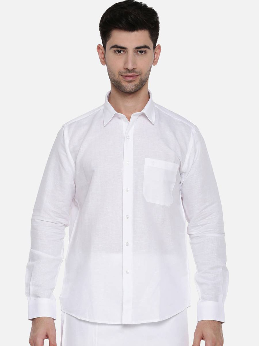 

Ramraj Men White Solid Pure Cotton Long Sleeves Formal Shirt